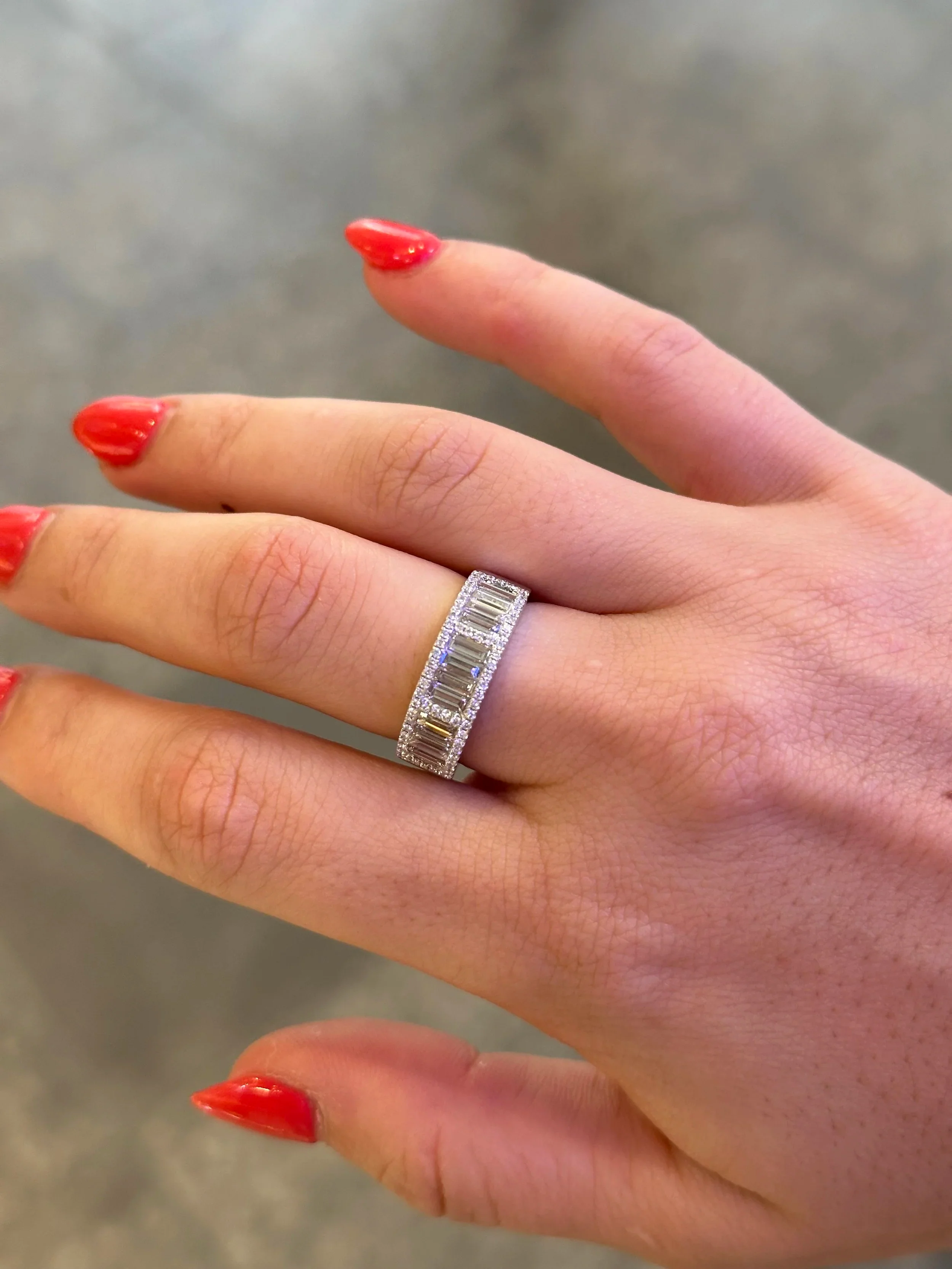 Ladies Four Baguette and Round Diamond Half Band - Image 2