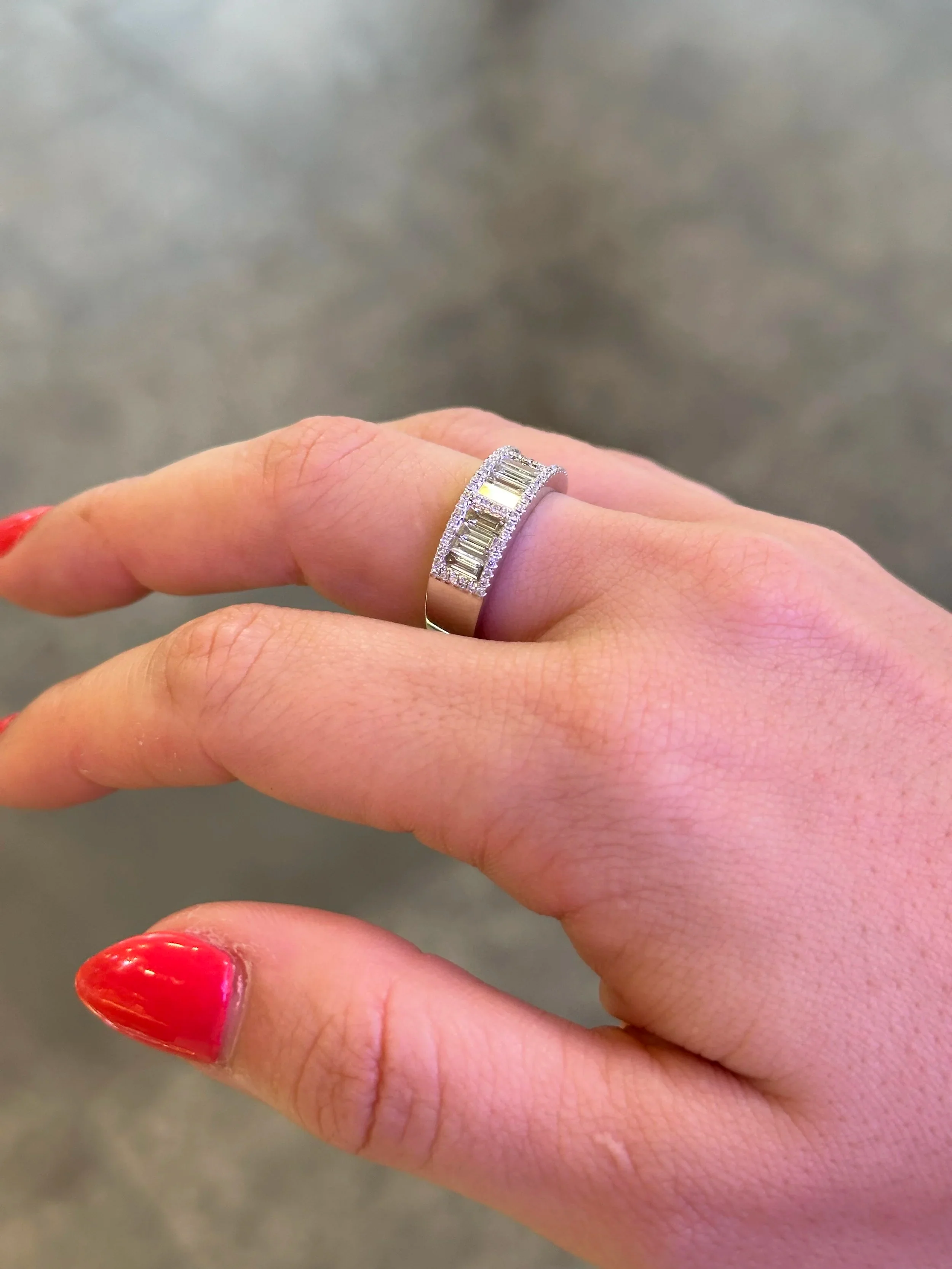 Ladies Four Baguette and Round Diamond Half Band - Image 3