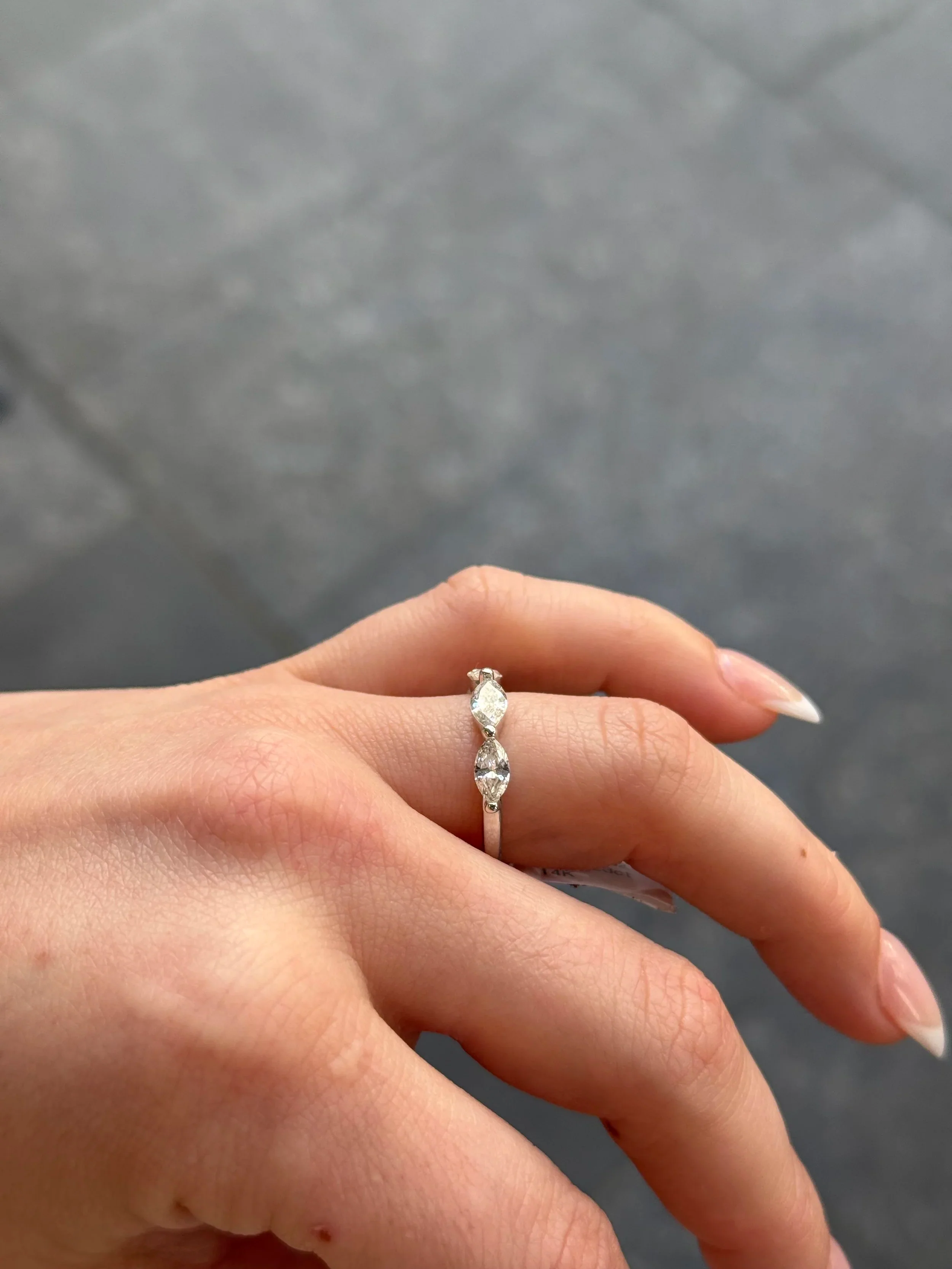 Ladies Four Stone East to West Marquise Wedding Band - Image 3