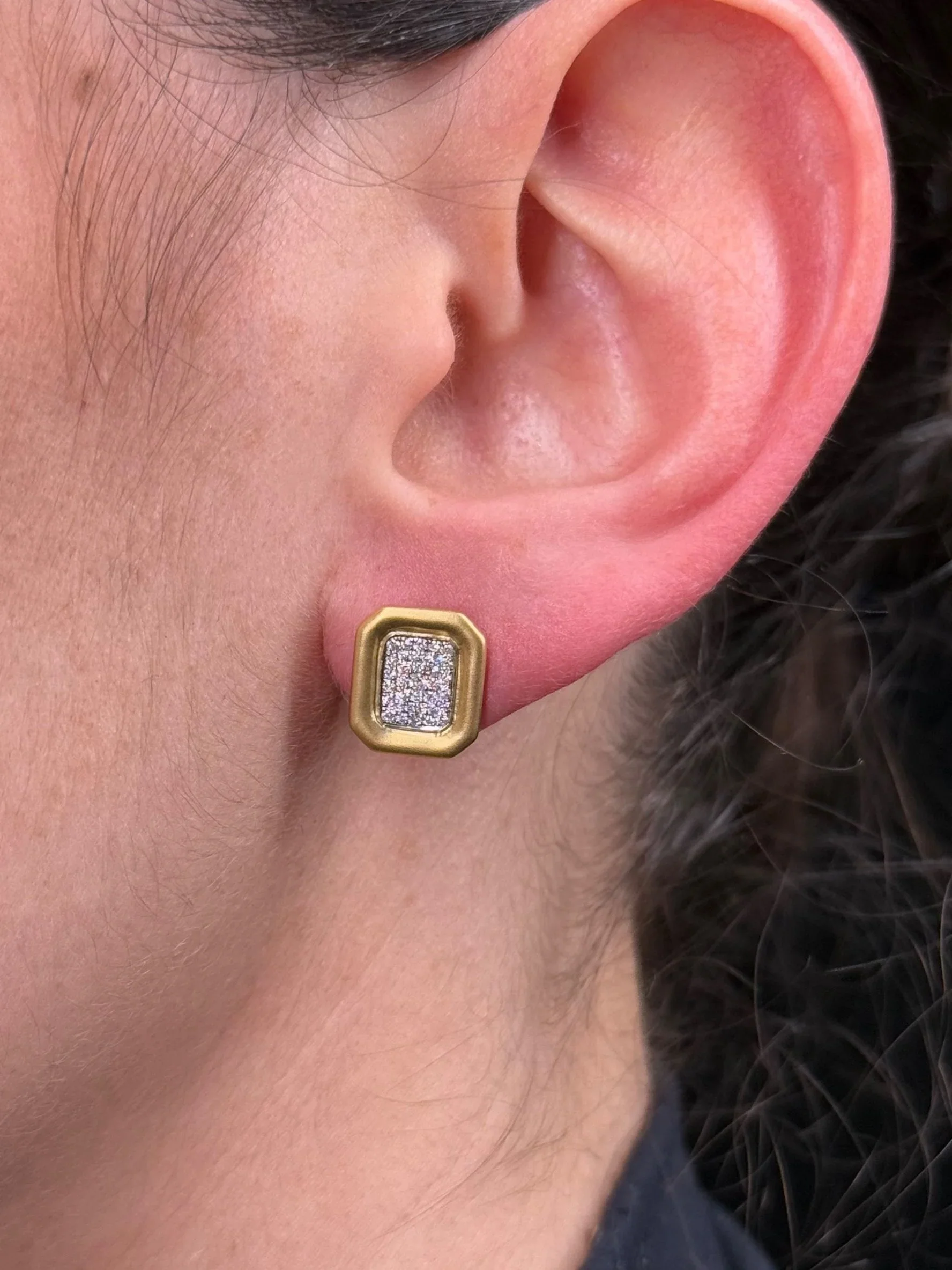 Ladies Gold and Diamond Cluster Earrings