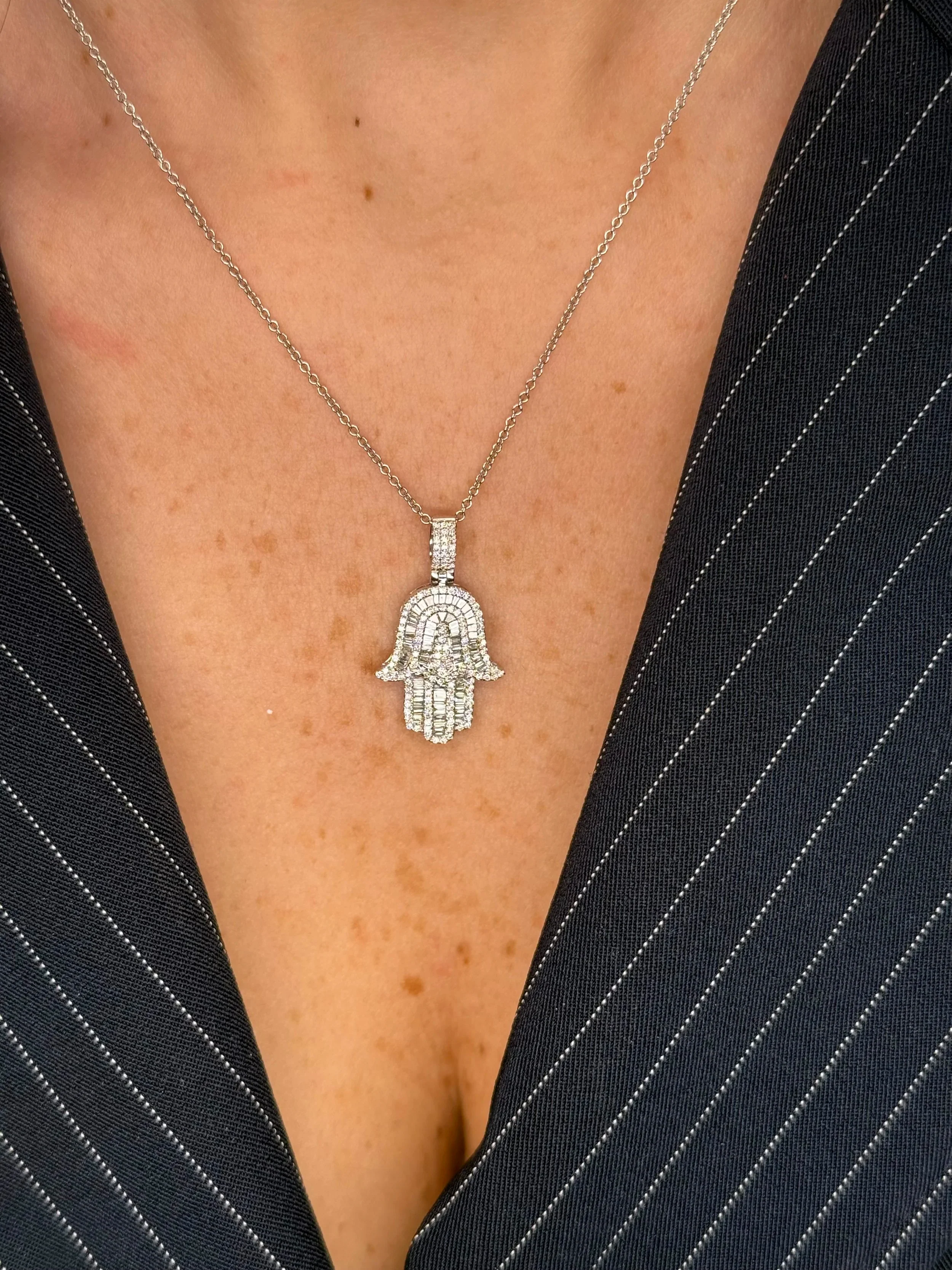 Ladies Hamsa Diamond Pendant - Image 2