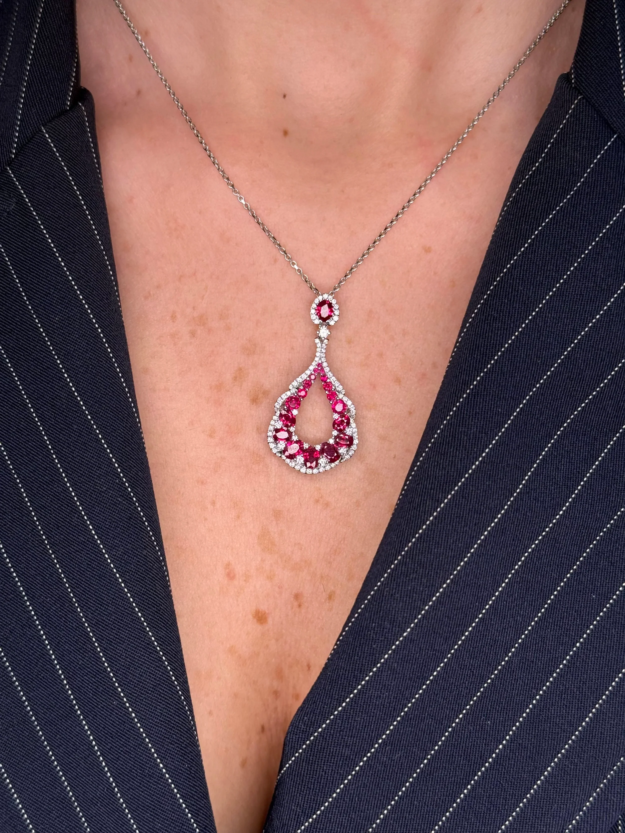 Ladies Handmade Diamond and Ruby Pendant - Image 2