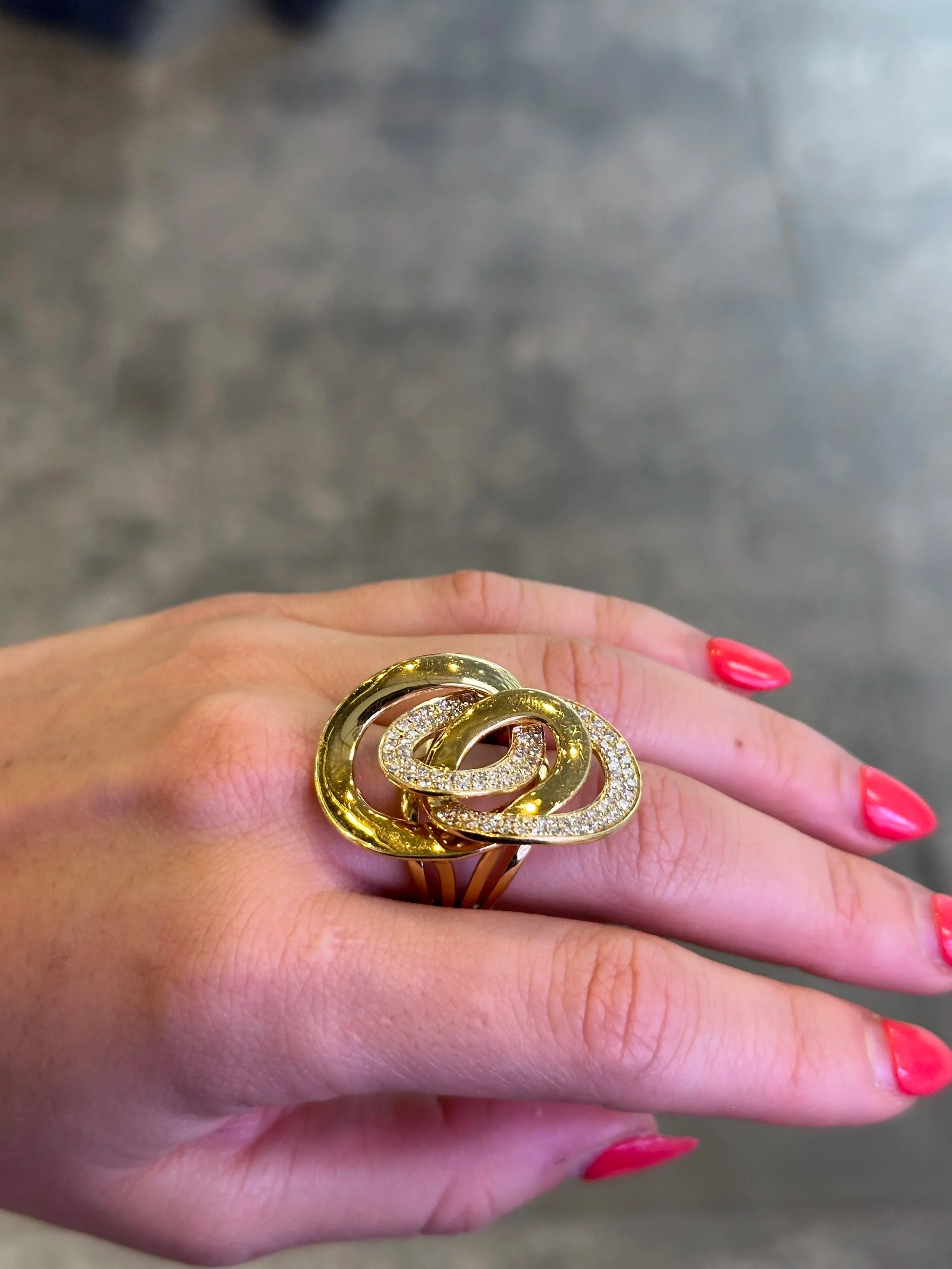 Ladies Intertwined Pave Set and Yellow Gold Diamond Ring - Image 3