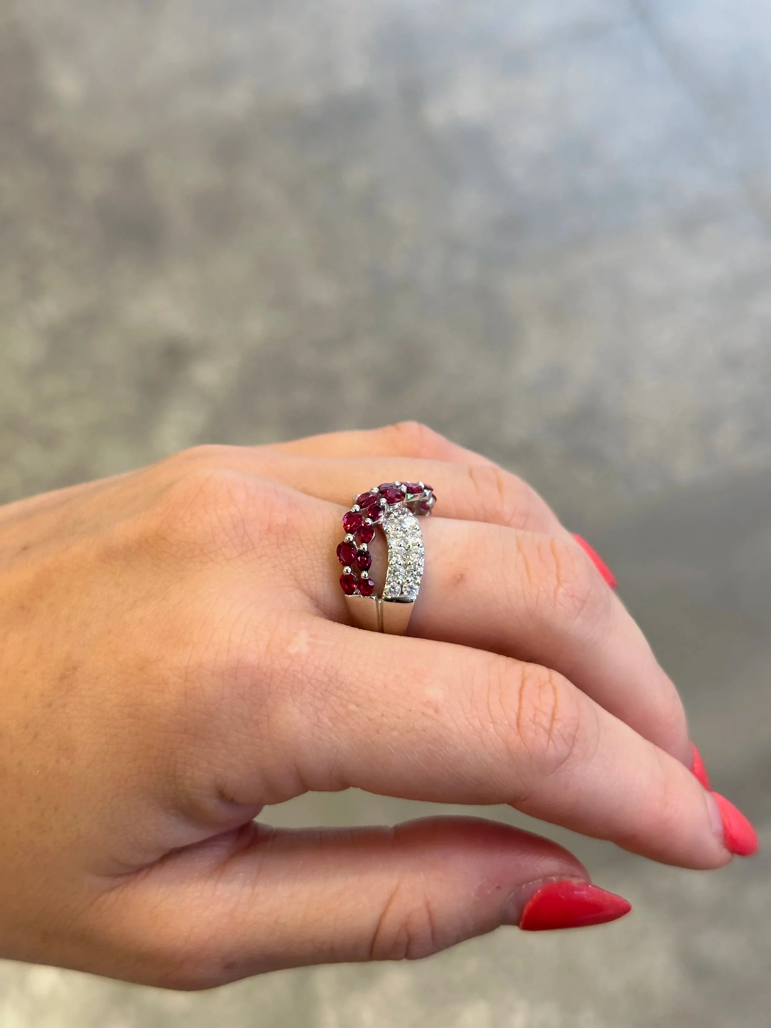 Ladies Intertwined Ruby and Diamond Ring - Image 3