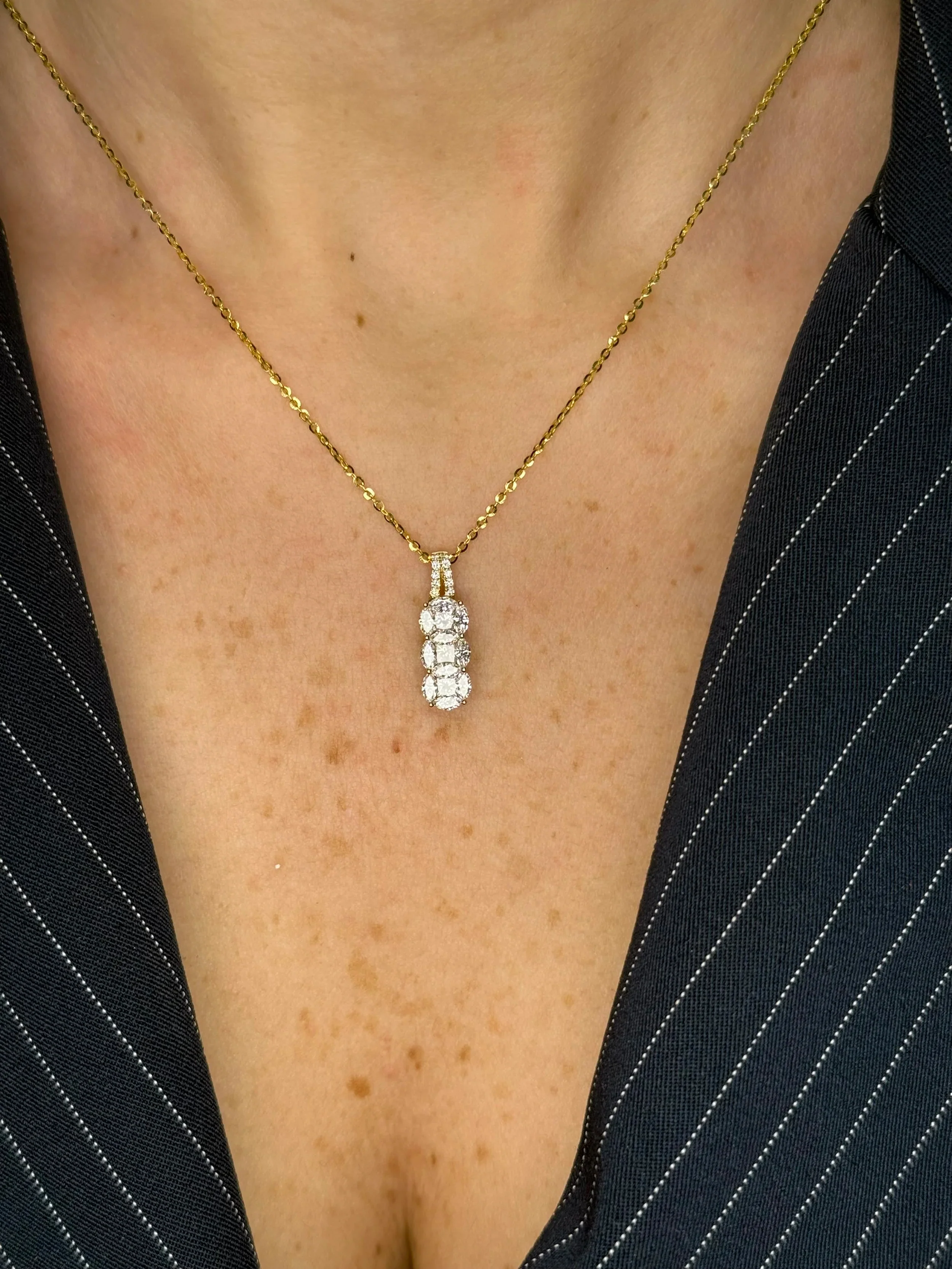 Ladies Marquise and Princess Cut Diamond Pendant - Image 2