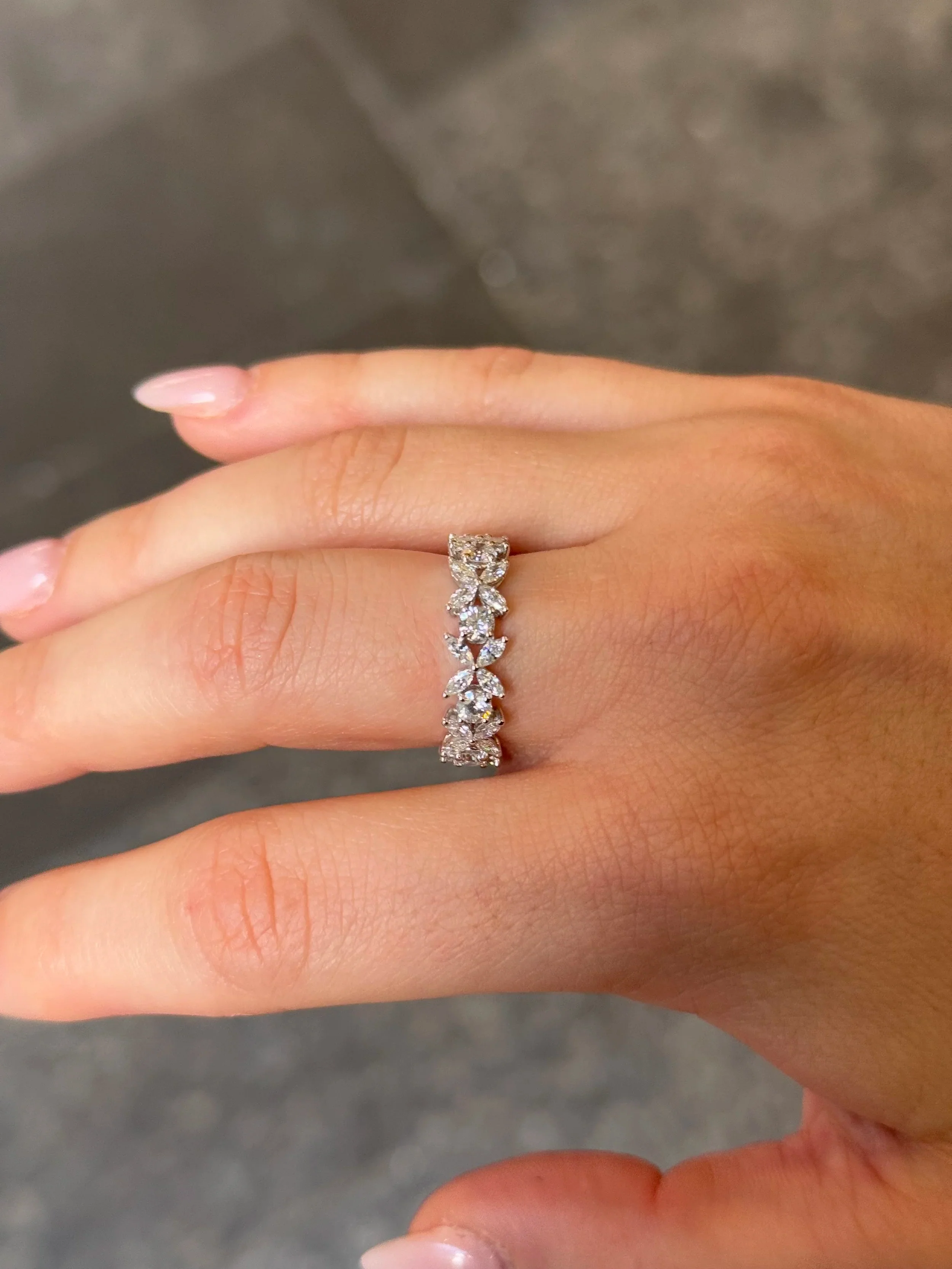 Ladies Marquise and Round Diamond Eternity Wedding Band - Image 3