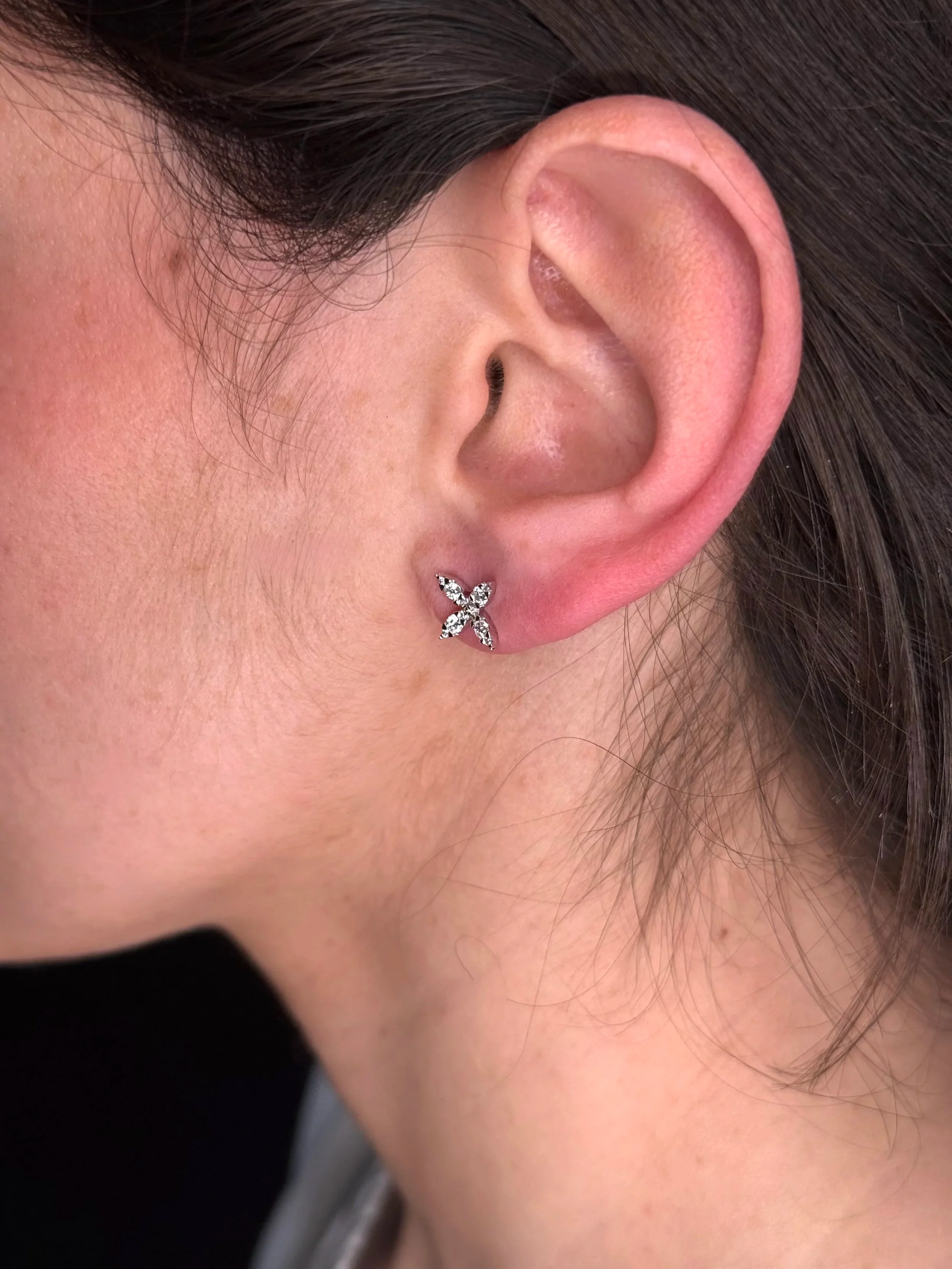 Ladies Marquise Cluster Diamond Earrings - Image 3
