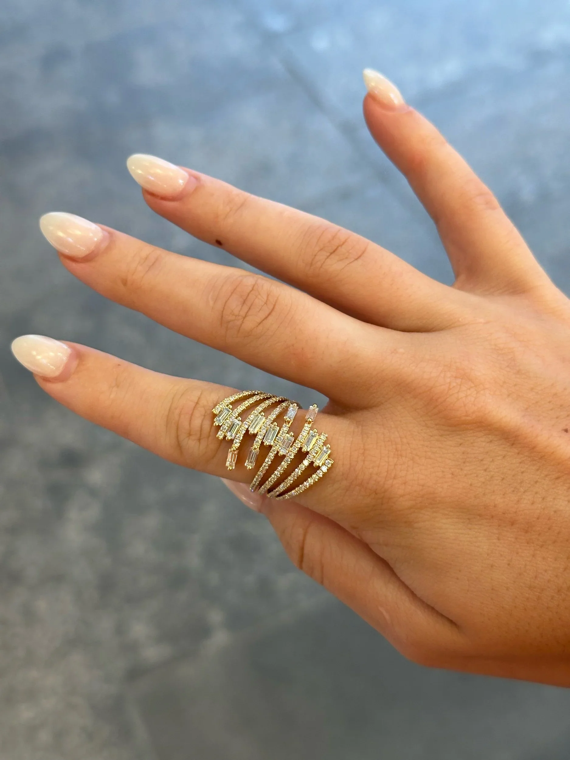 Ladies Multi-Row Baguette and Round Diamond Ring - Image 2