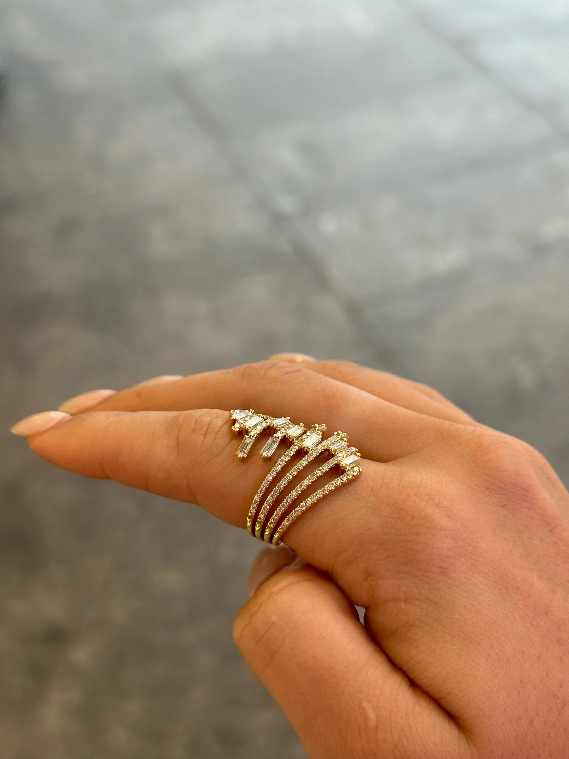 Ladies Multi-Row Baguette and Round Diamond Ring - Image 3