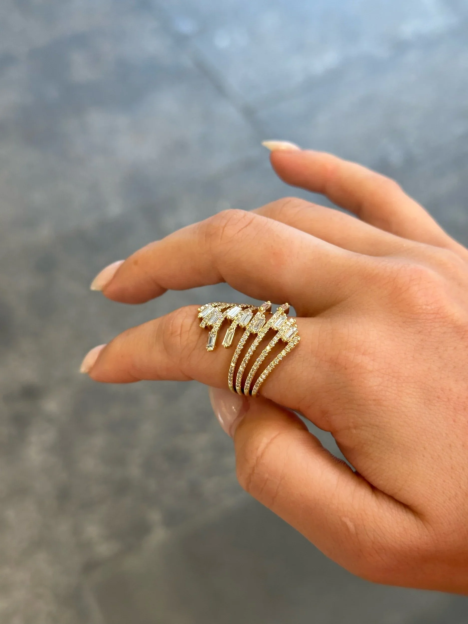 Ladies Multi-Row Baguette and Round Diamond Ring - Image 4