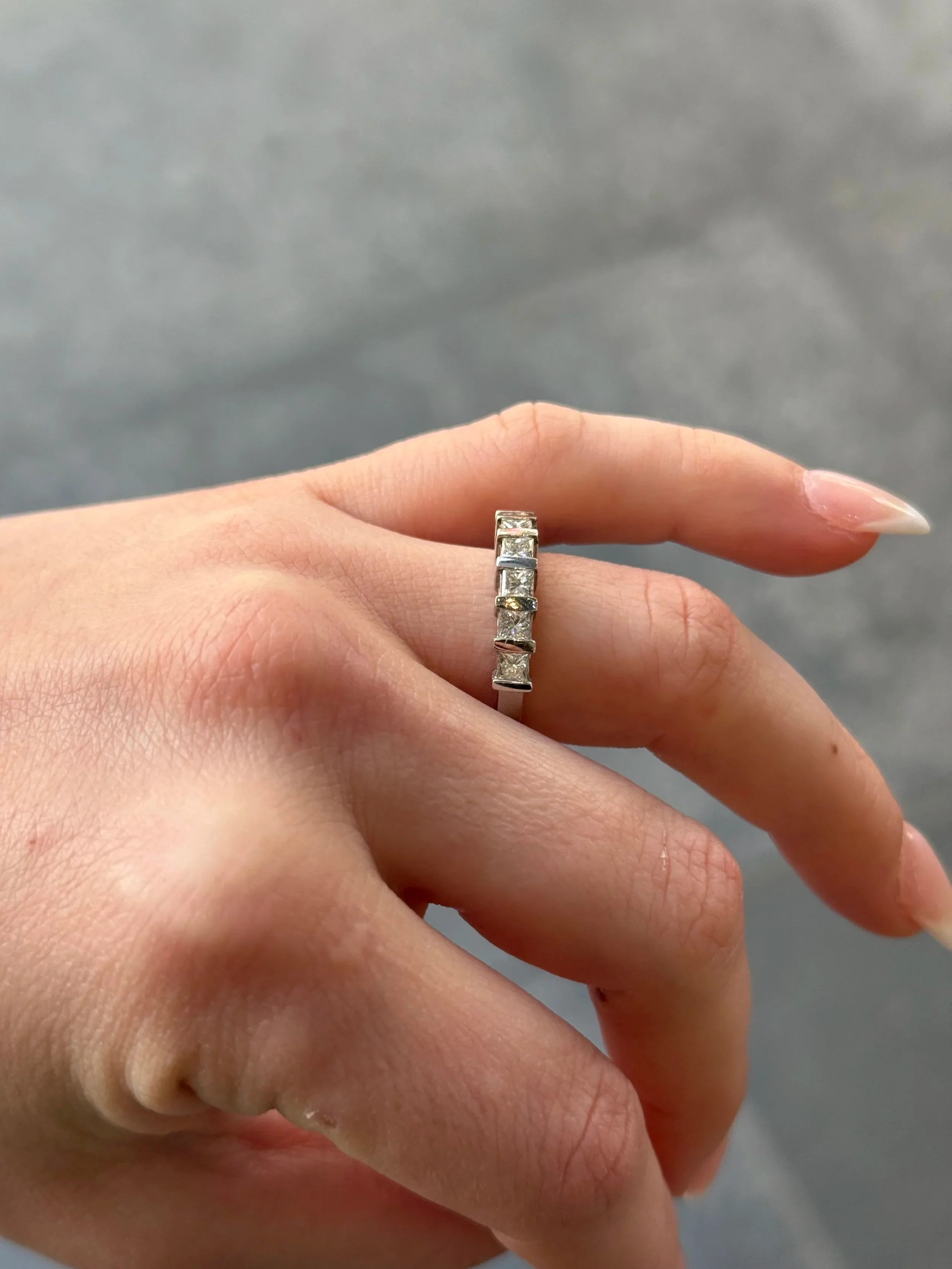 Ladies Nine Stone Princess Cut Wedding Band - Image 3