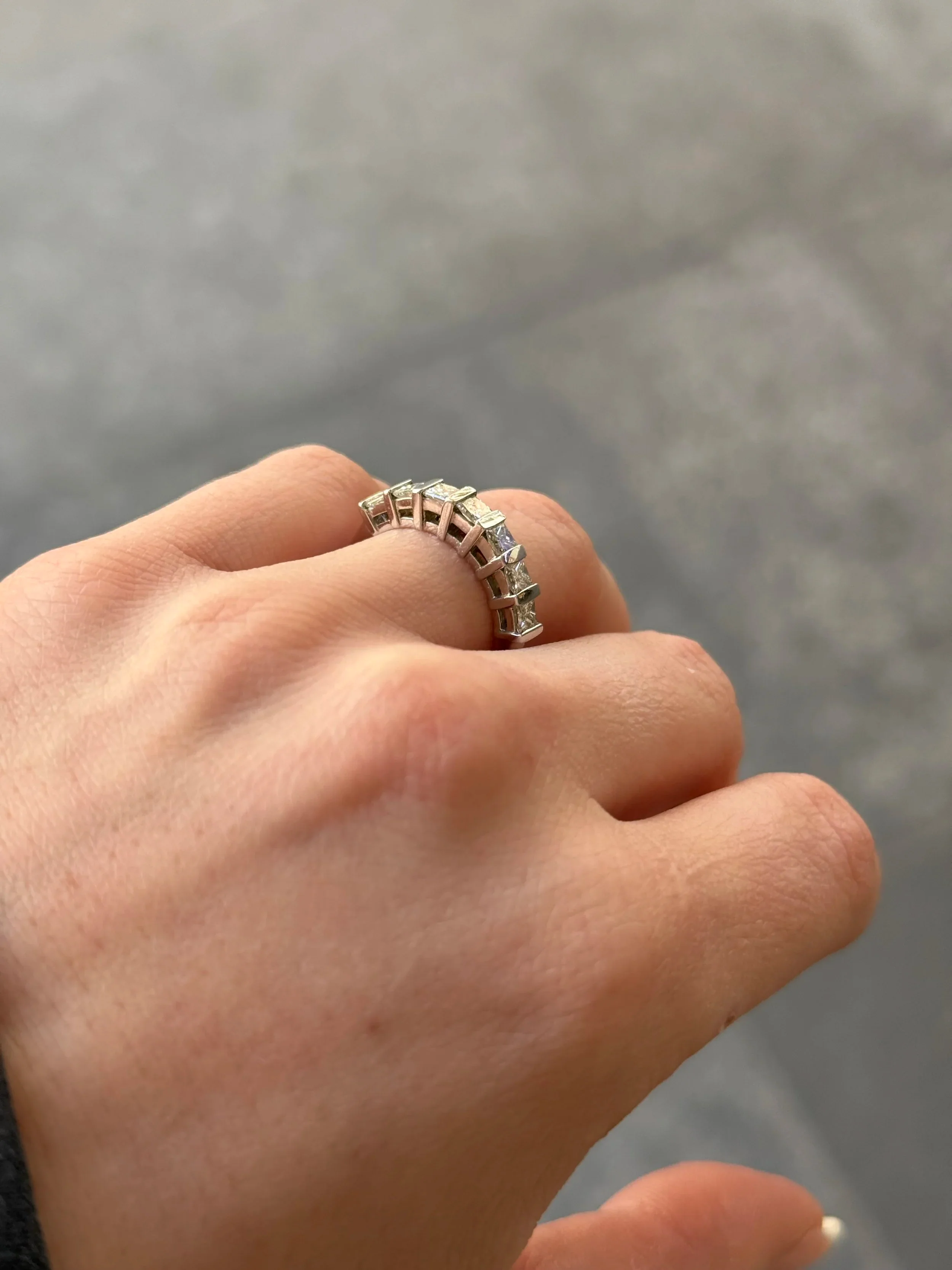 Ladies Nine Stone Princess Cut Wedding Band - Image 4