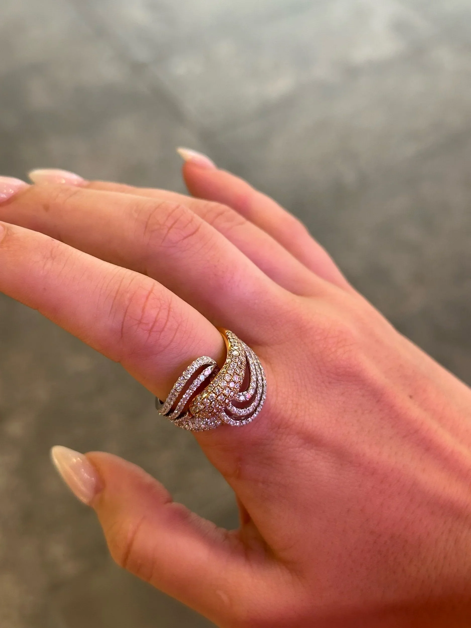 Ladies Pave Set Intertwined Ring - Image 2