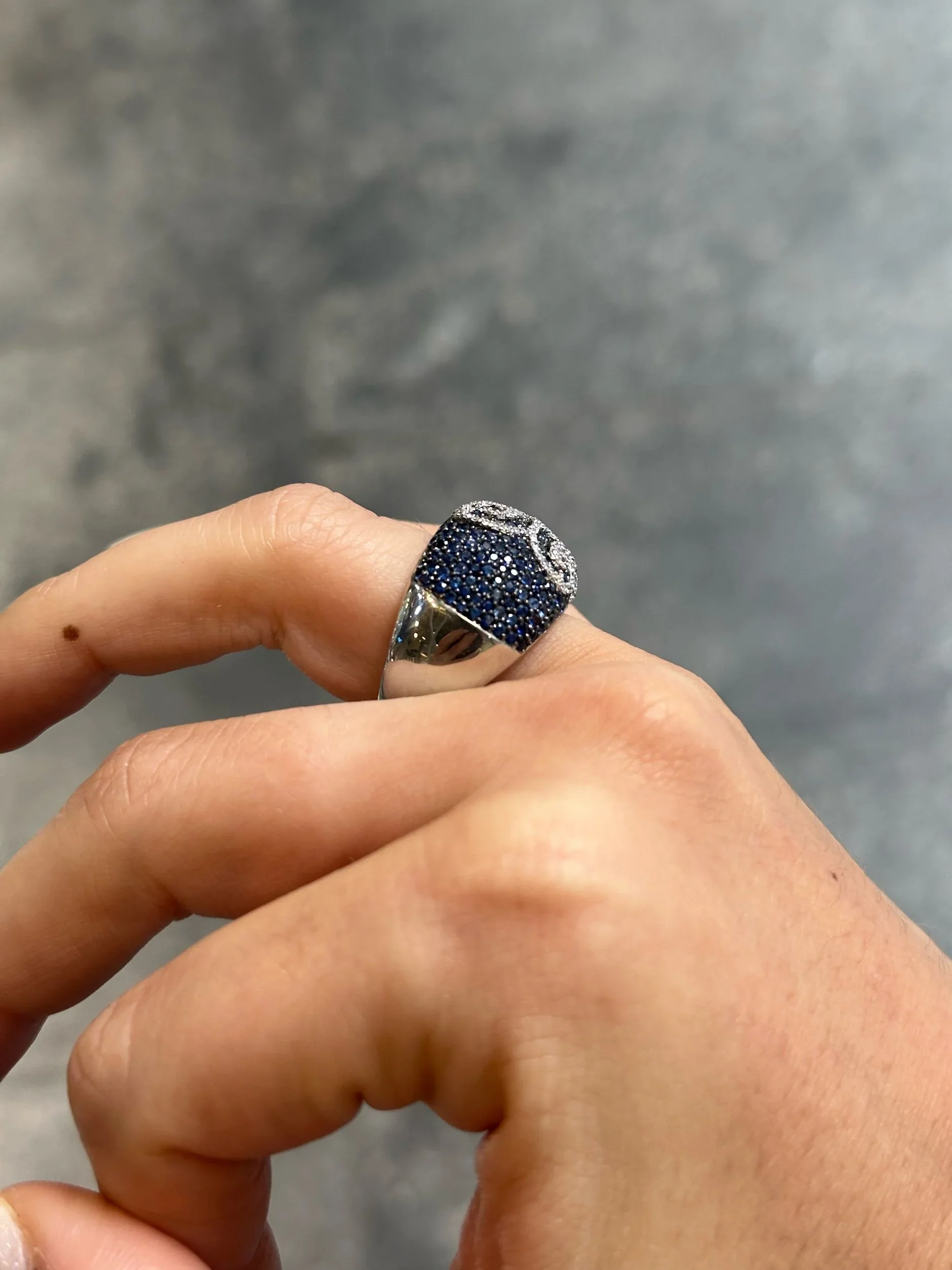 Ladies Pave Set Sapphire and Round Diamond Ring - Image 3