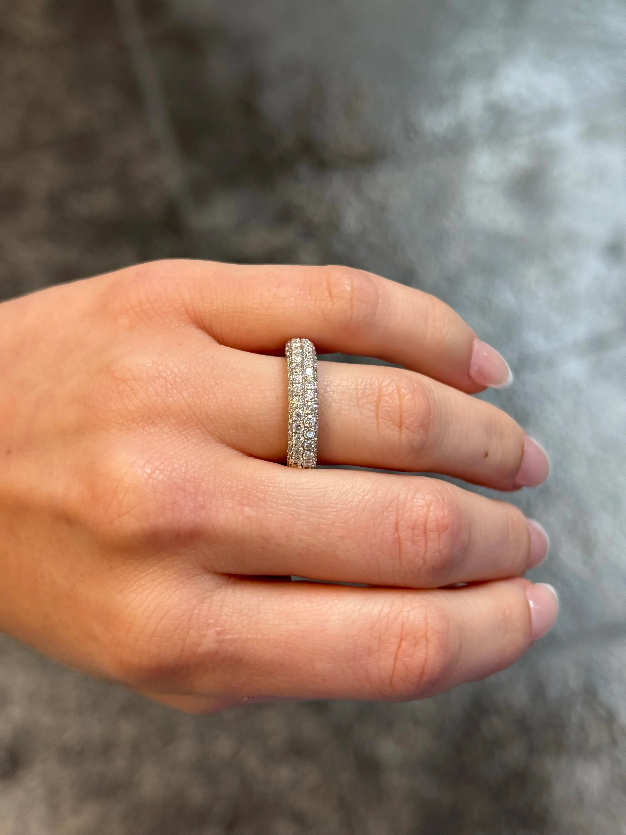 Ladies Pave Set Wedding Band - Image 2