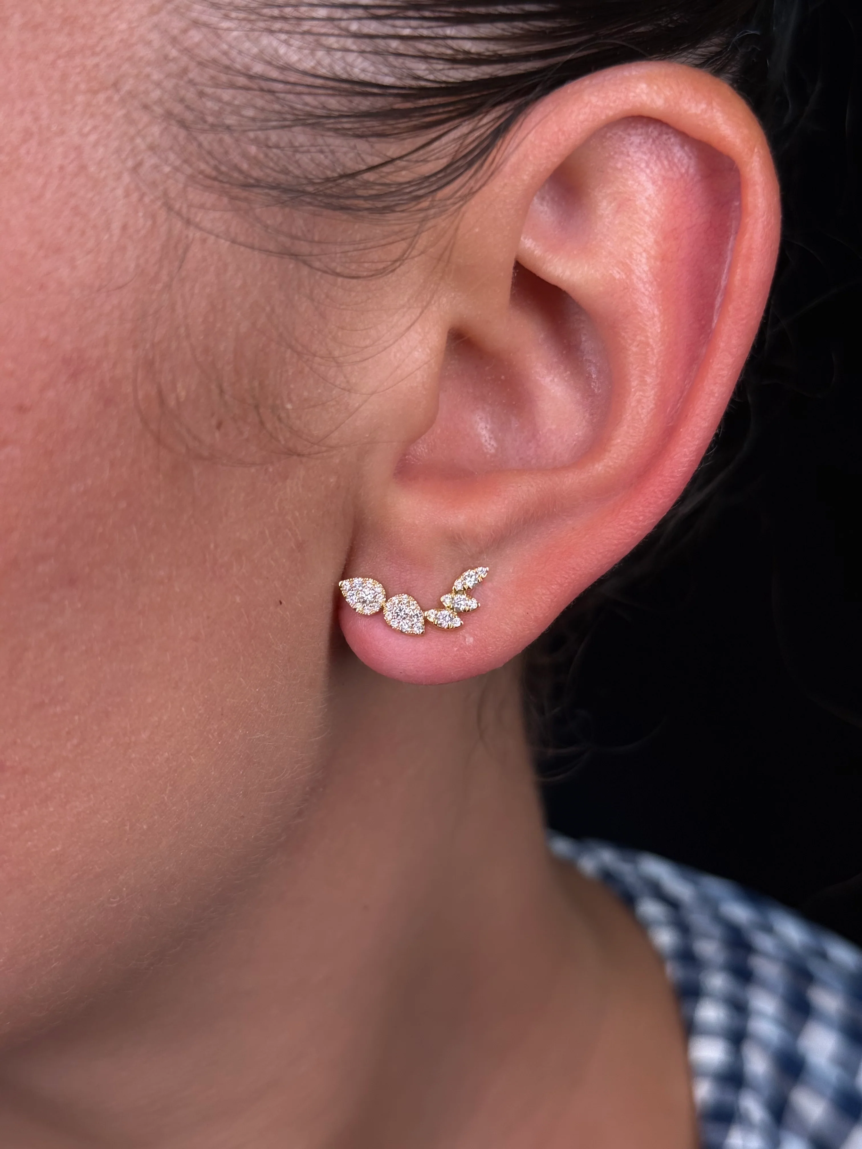 Ladies Pear Marquise Cluster Climber Earring - Image 2