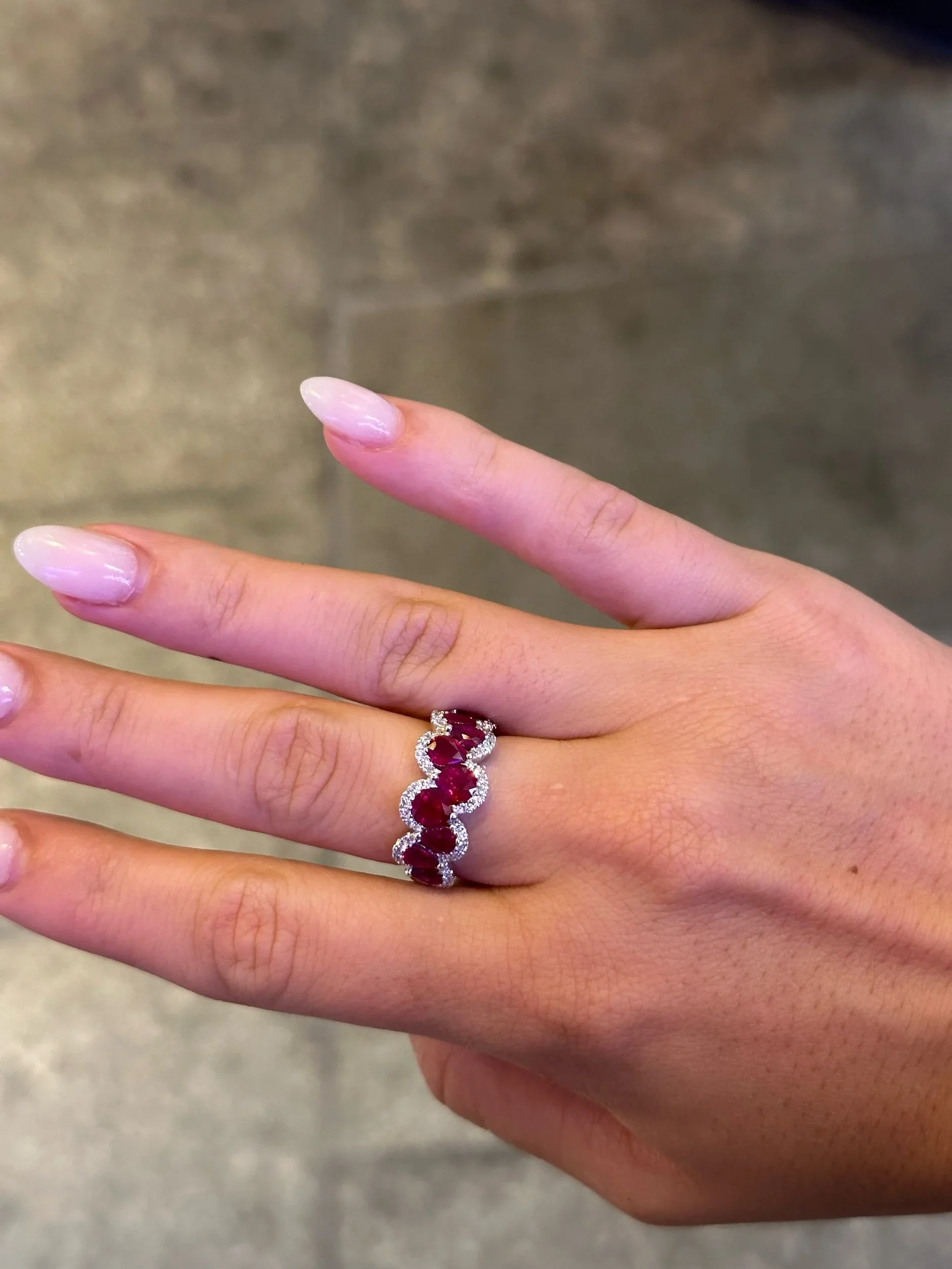 Ladies Pear Shaped Ruby and Round Diamond Ring - Image 2