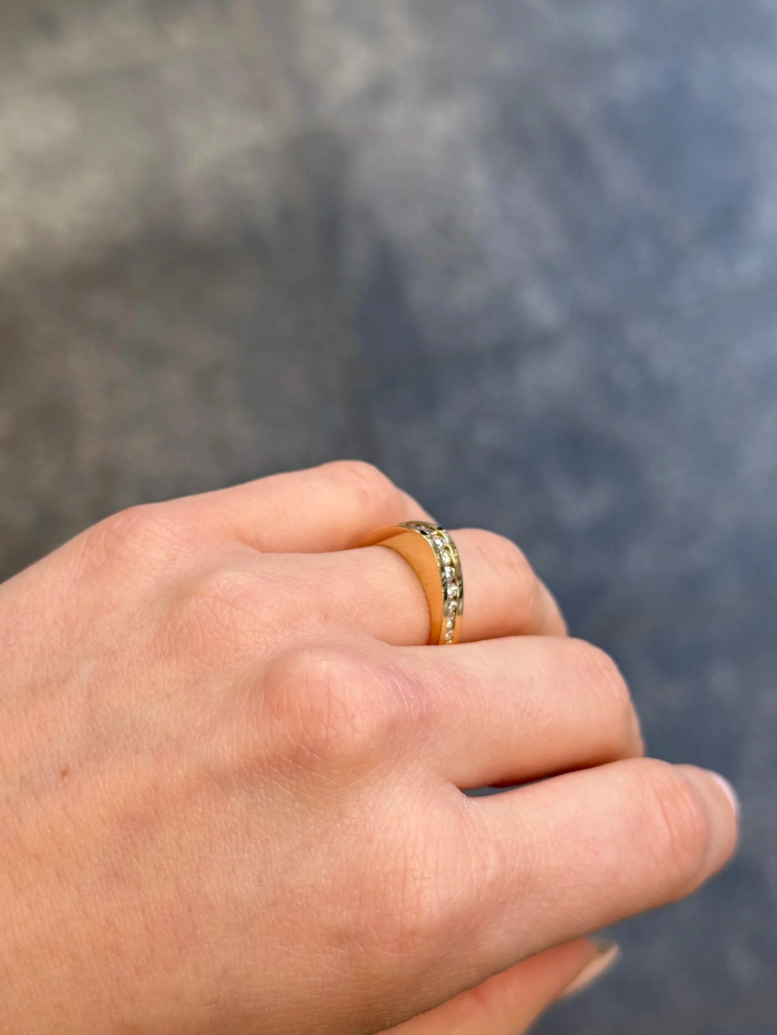 Ladies Pyramid Dome Channel Set Wedding Band - Image 3