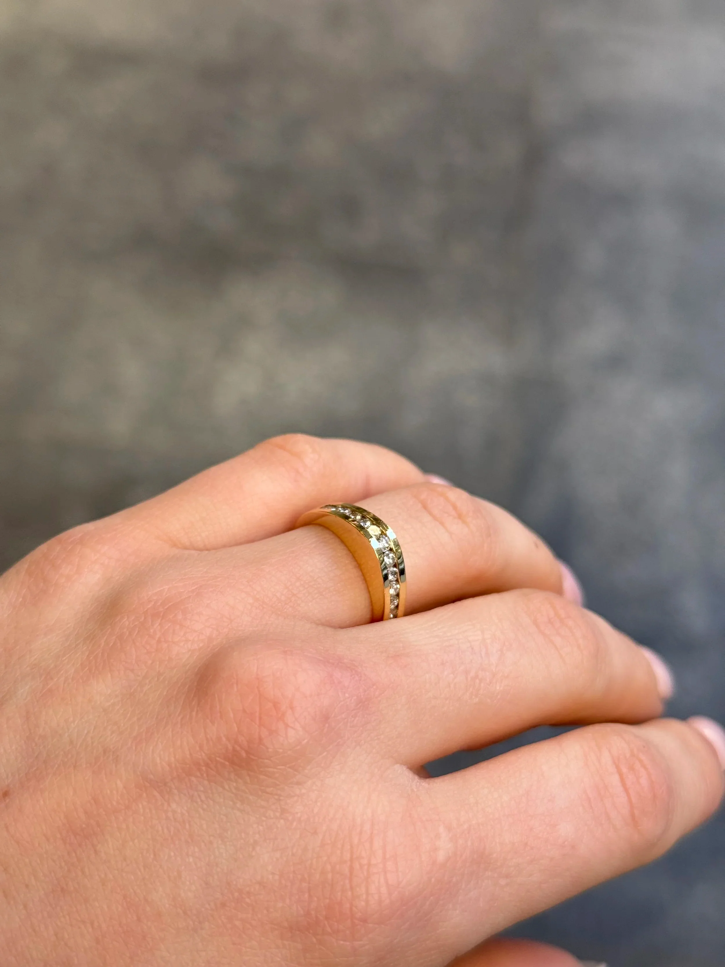 Ladies Pyramid Dome Channel Set Wedding Band - Image 4