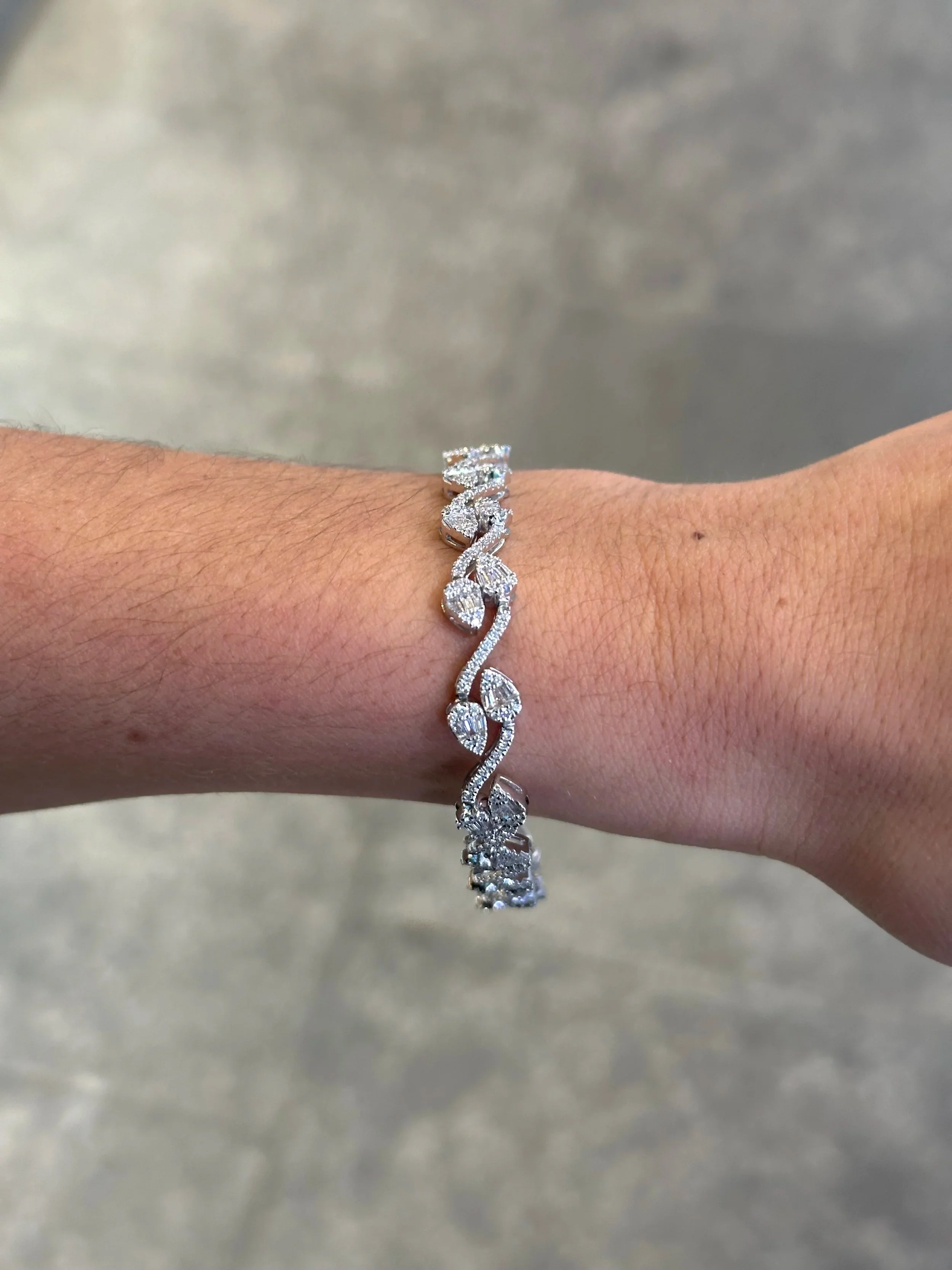 Ladies Round and Baguette Diamond Bracelet - Image 2