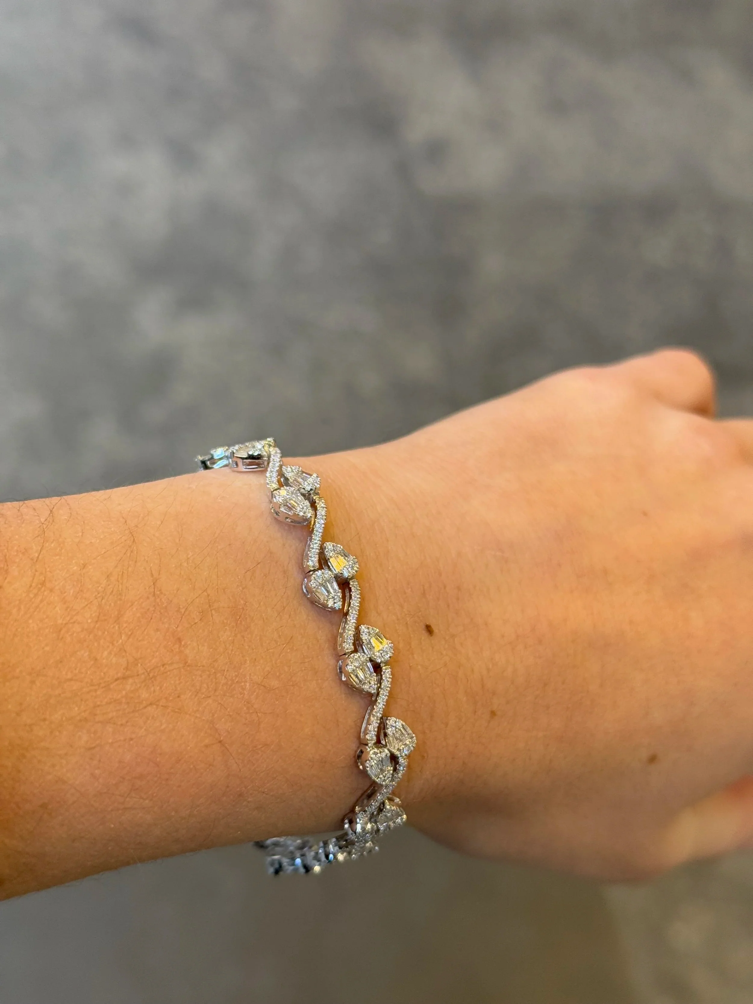Ladies Round and Baguette Diamond Bracelet - Image 3