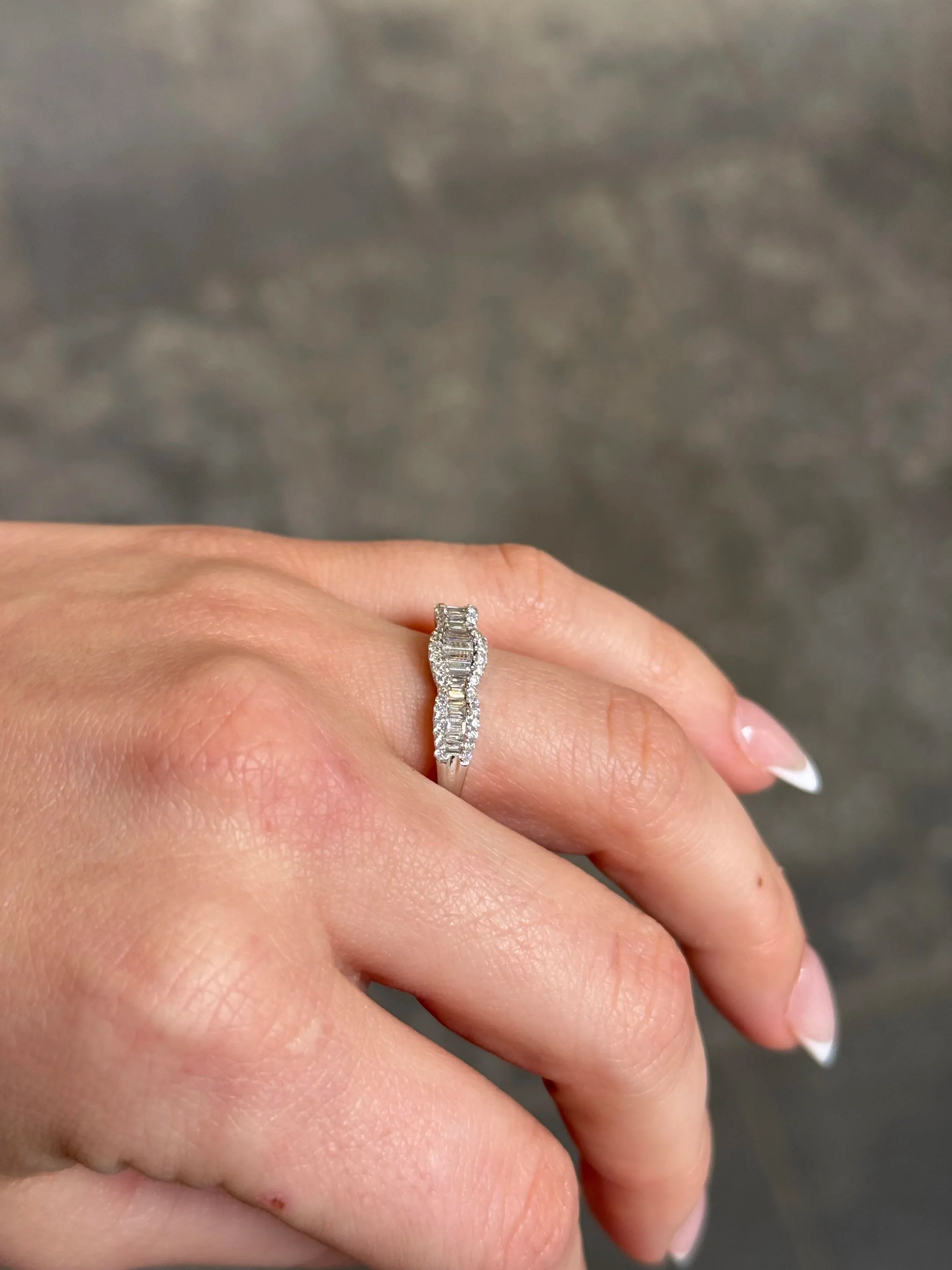 Ladies Round and Baguette Diamond Wedding Band - Image 3
