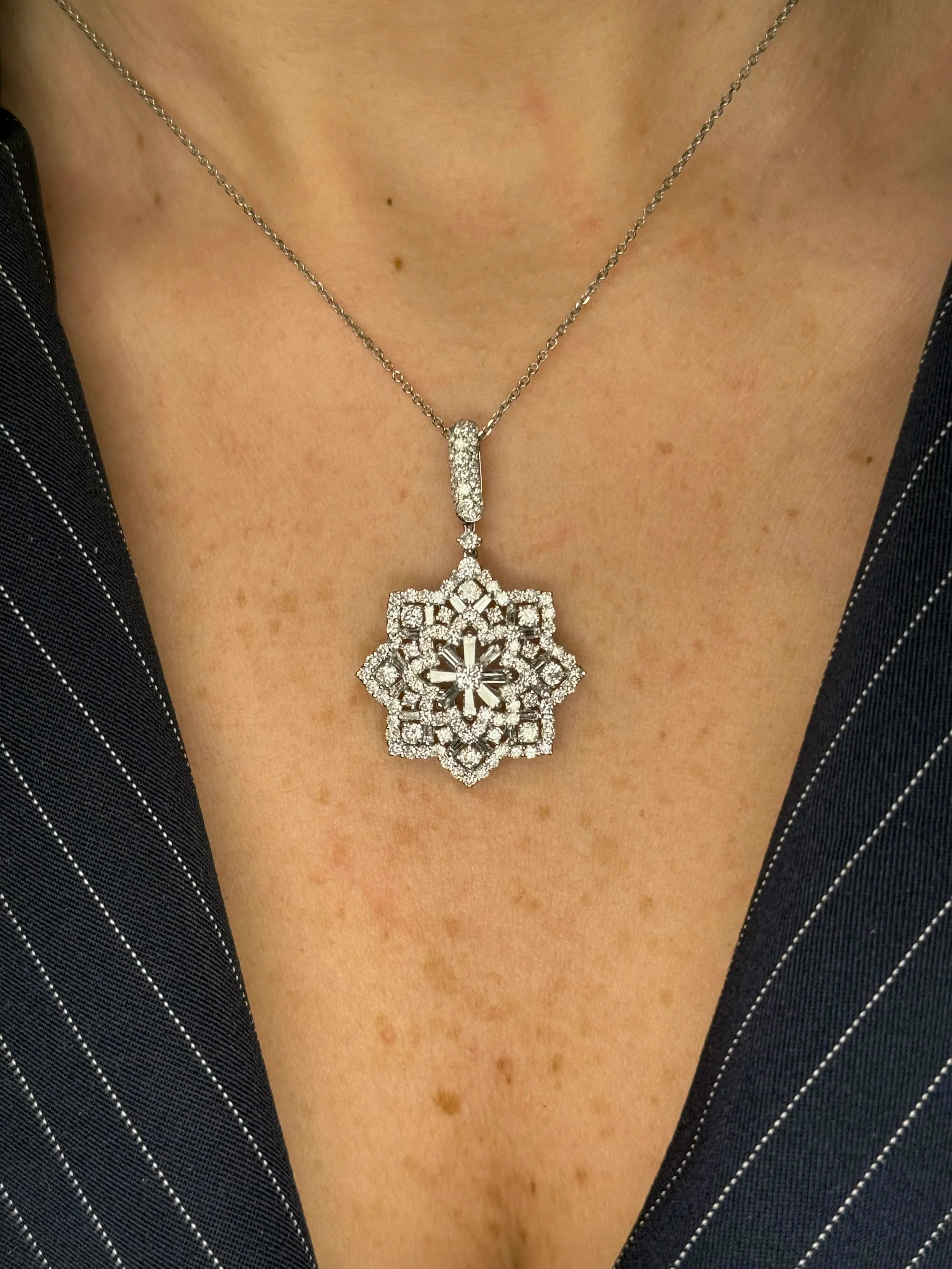 Ladies Round and Baguette Starburst Pendant - Image 2