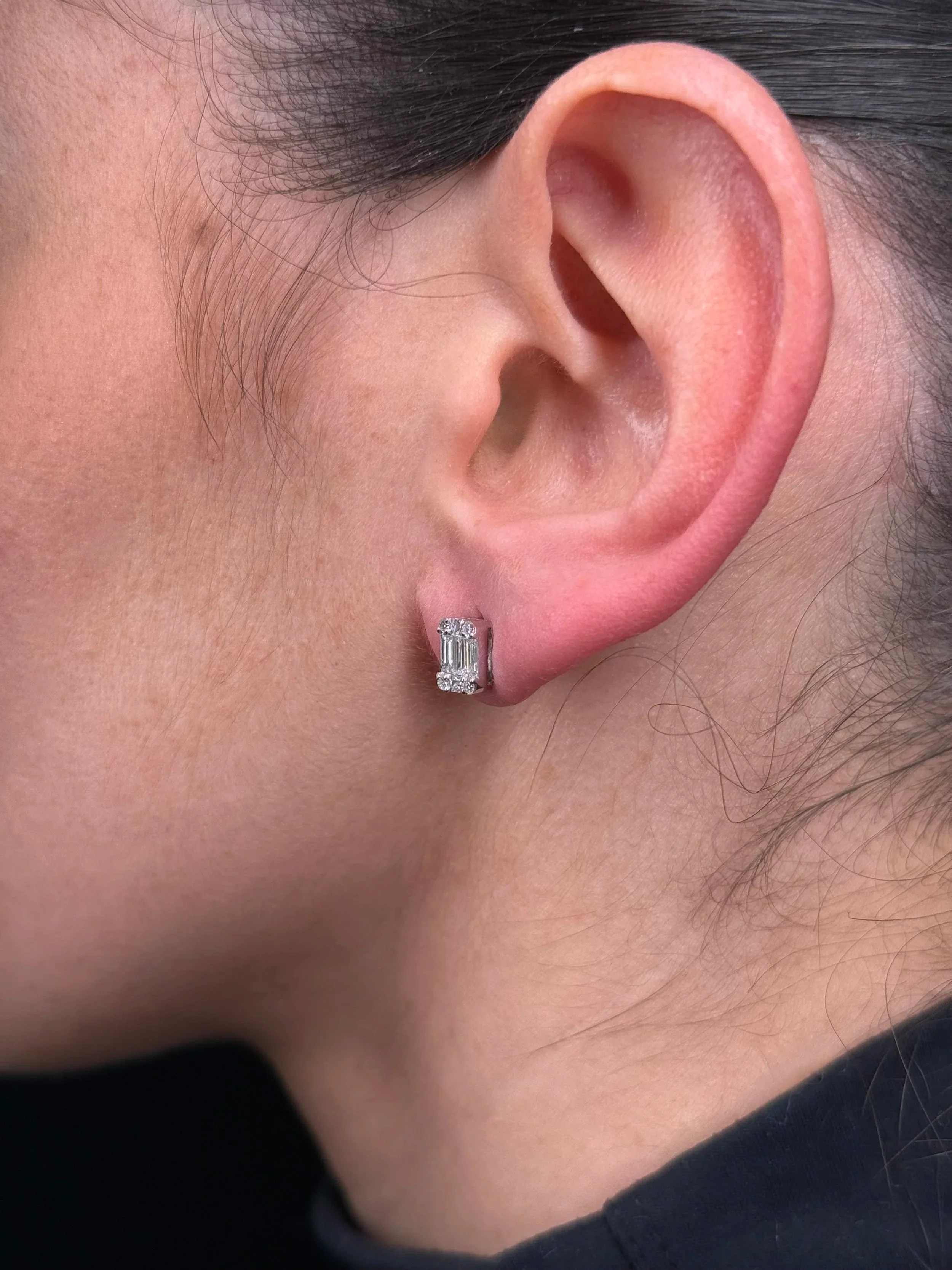 Ladies Round, Baguette, and Princess Cut Diamond Earrings - Image 3