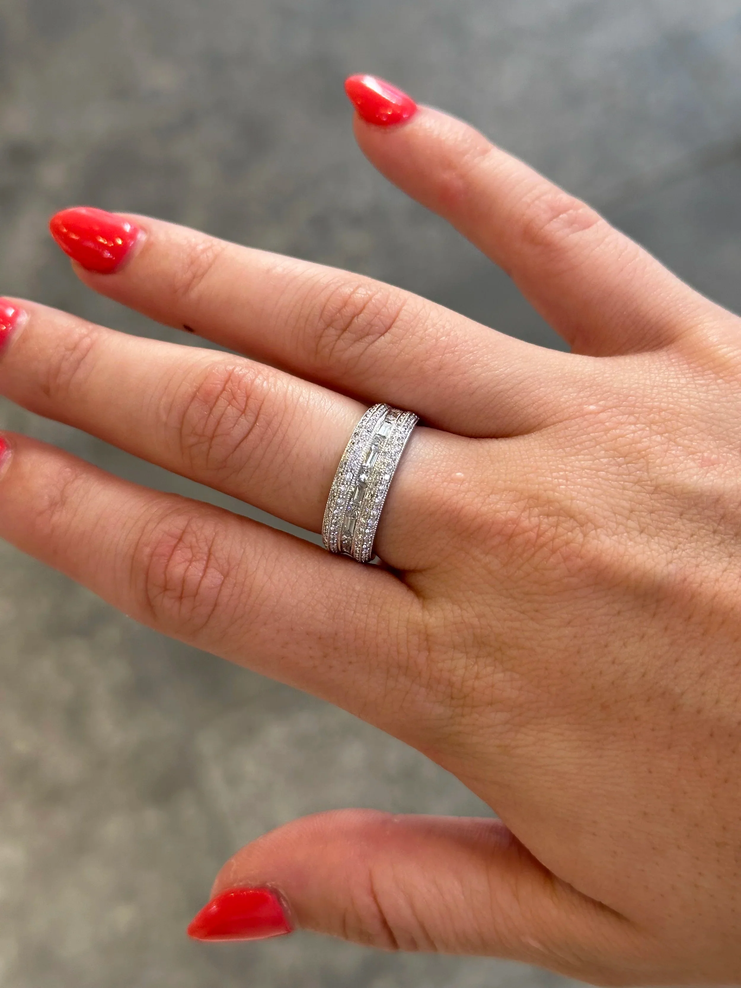 Ladies Round, Baguette, and Princess Cut Half Band - Image 2