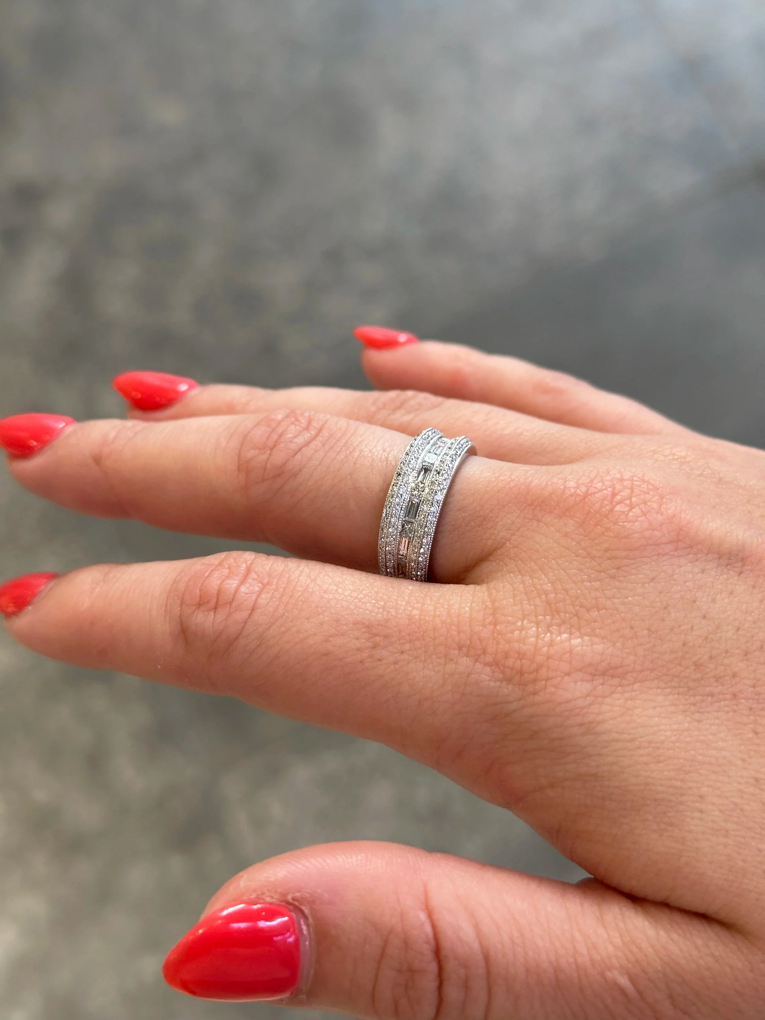 Ladies Round, Baguette, and Princess Cut Half Band - Image 3