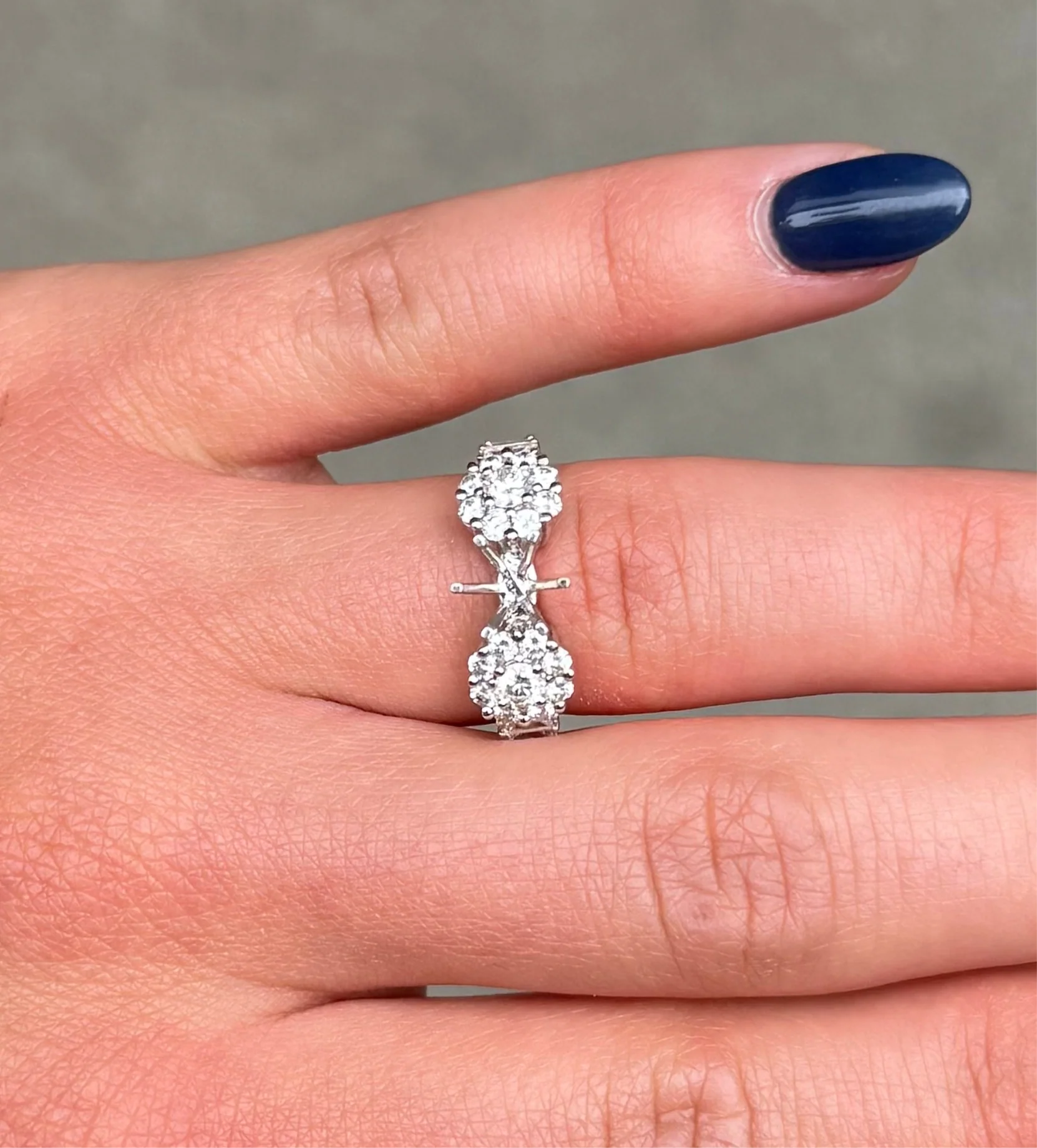 Ladies 2 Round Diamond Cluster Engagement Ring