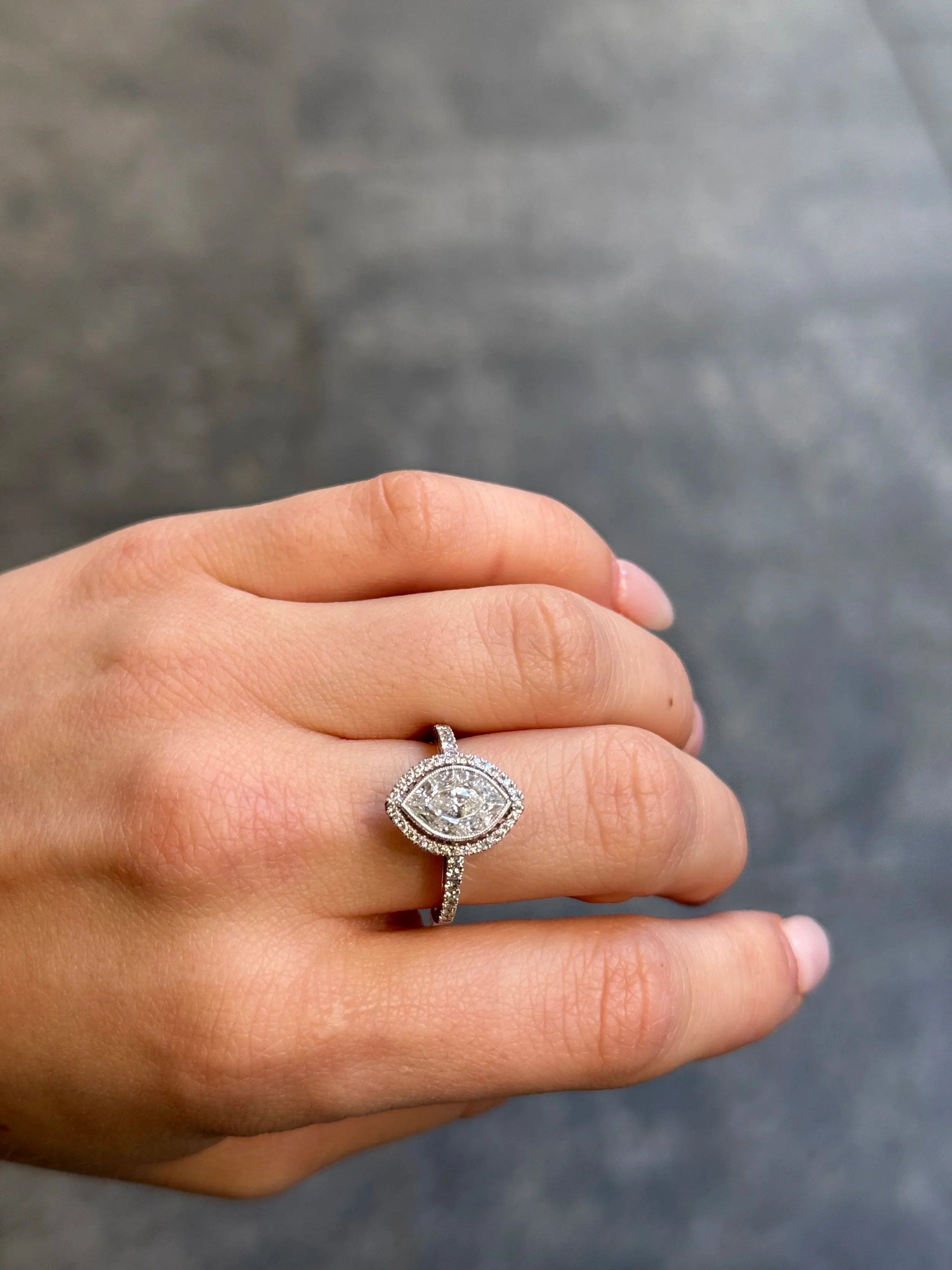 Ladies Round, Marquise, and Baguette Cluster Diamond Fancy Ring - Image 2