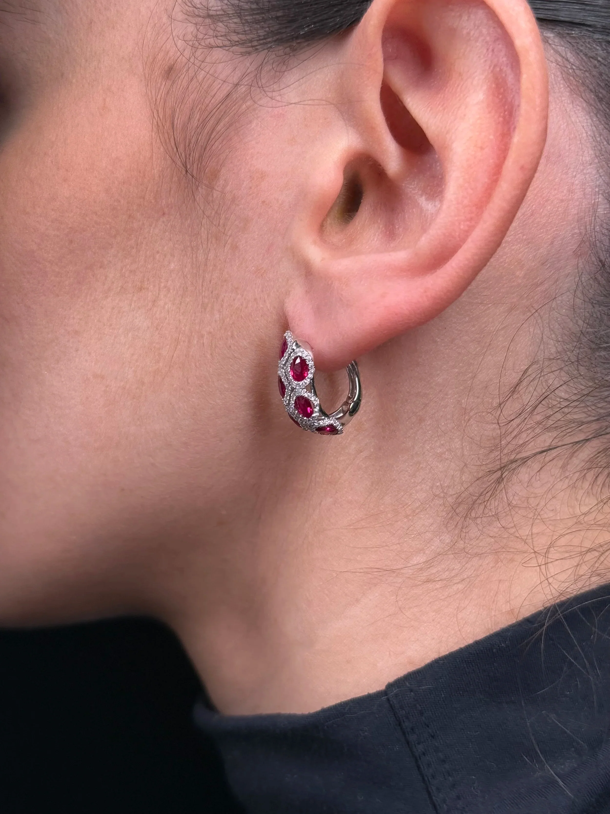 Ladies Ruby and Diamond Fancy Earrings - Image 3