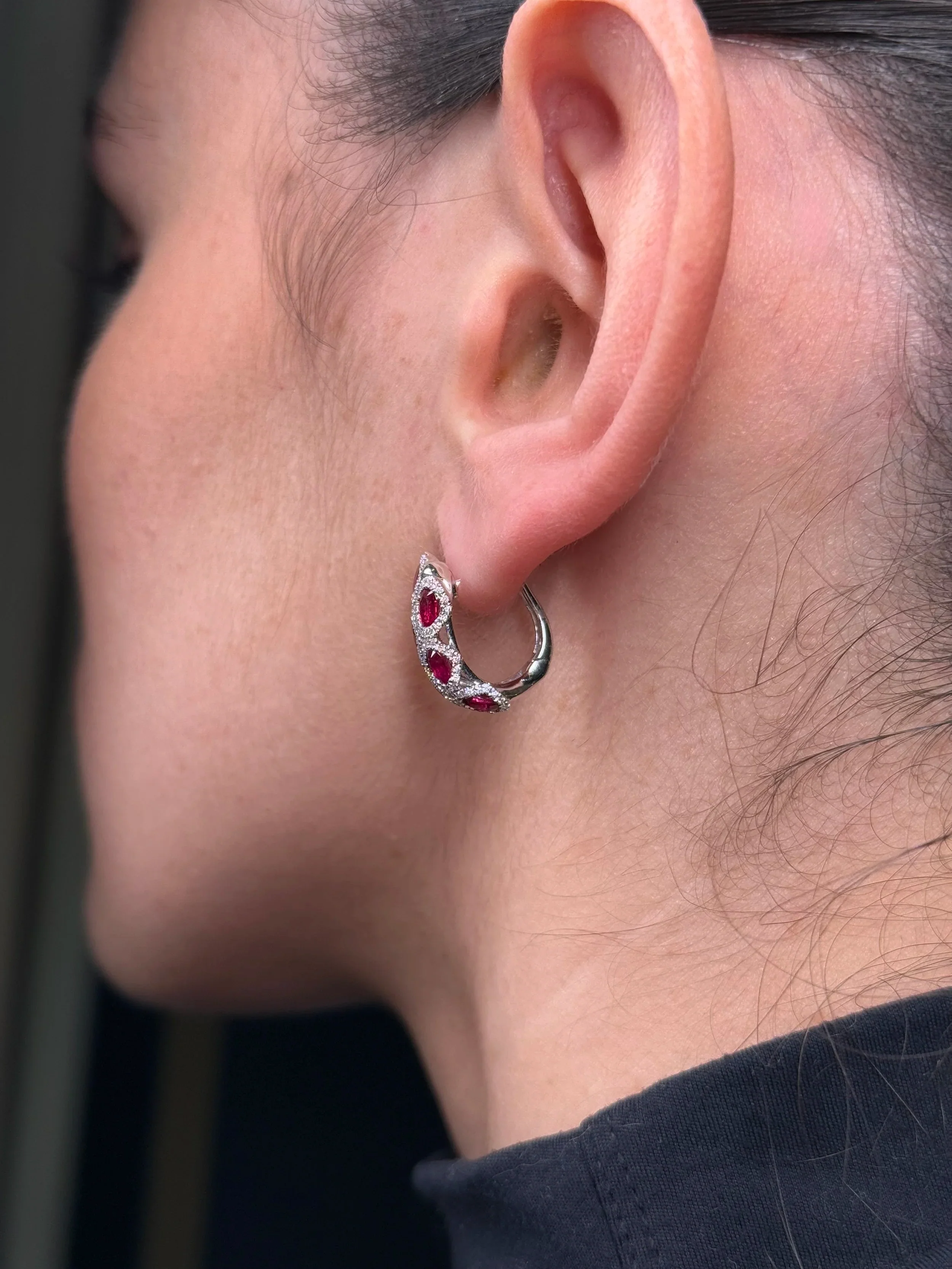 Ladies Ruby and Diamond Fancy Earrings - Image 4
