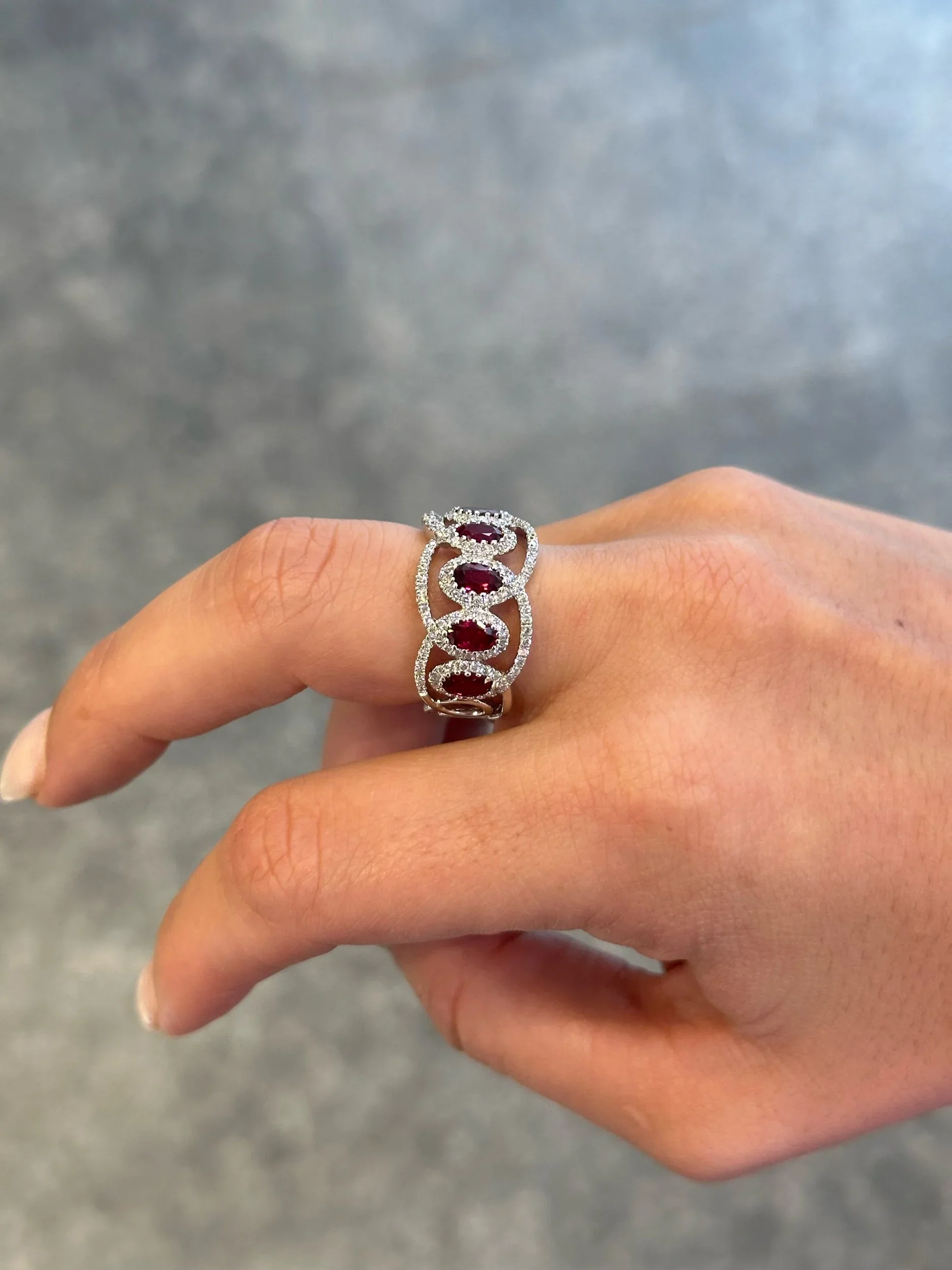 Ladies Ruby and Round Diamond Fancy Wide Ring - Image 3