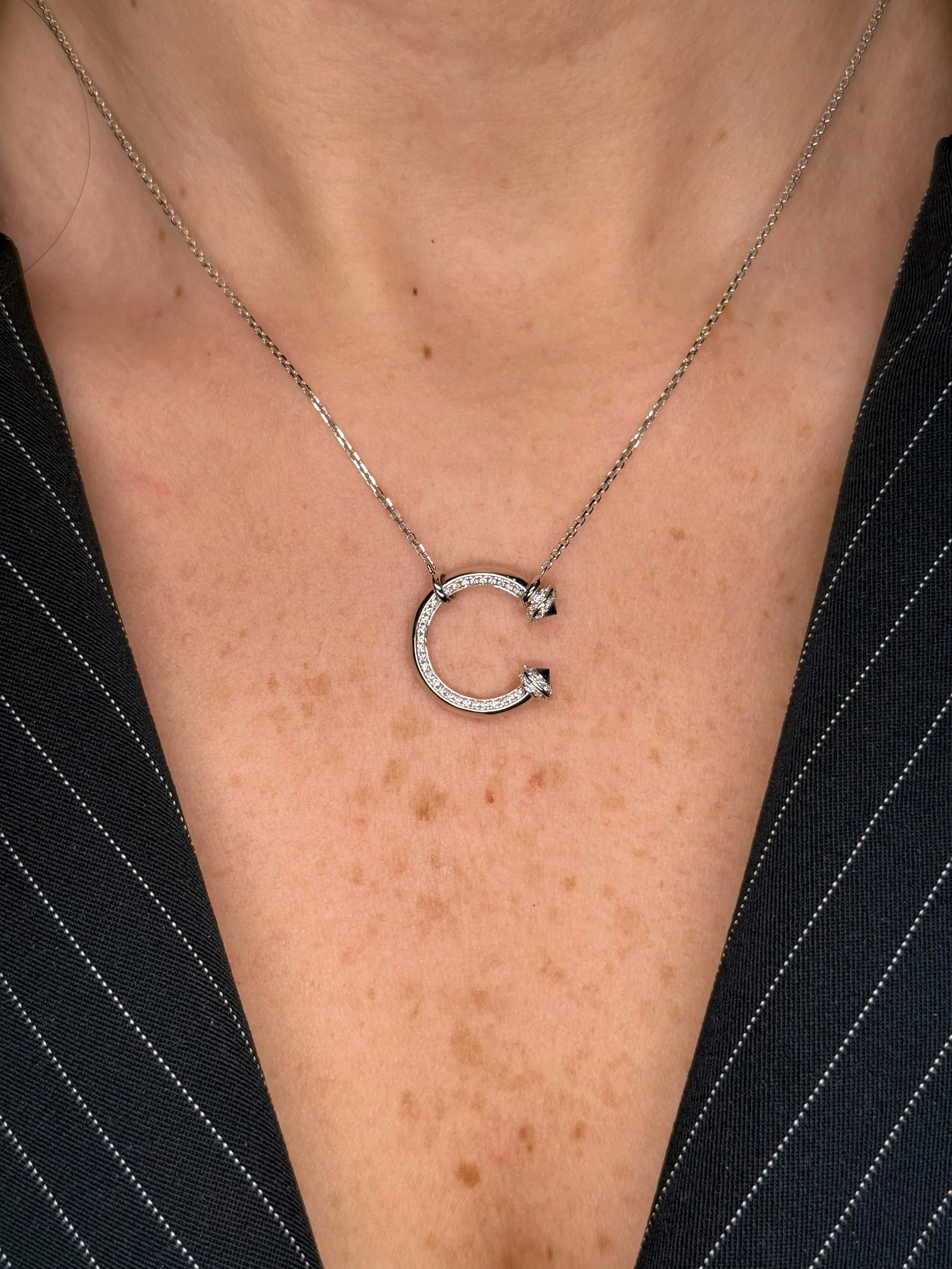 Ladies Sapphire and Round Diamond 3/4 Pendant - Image 2