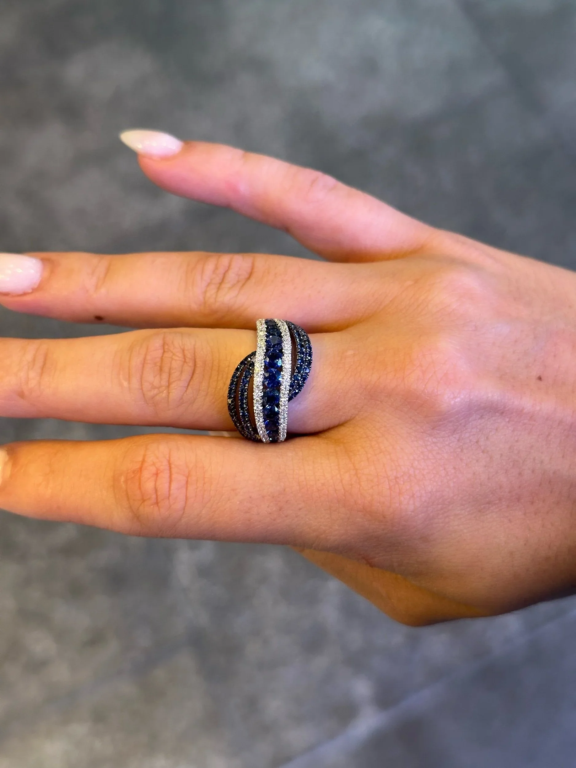 Ladies Sapphire and Round Diamond Fancy Ring - Image 2