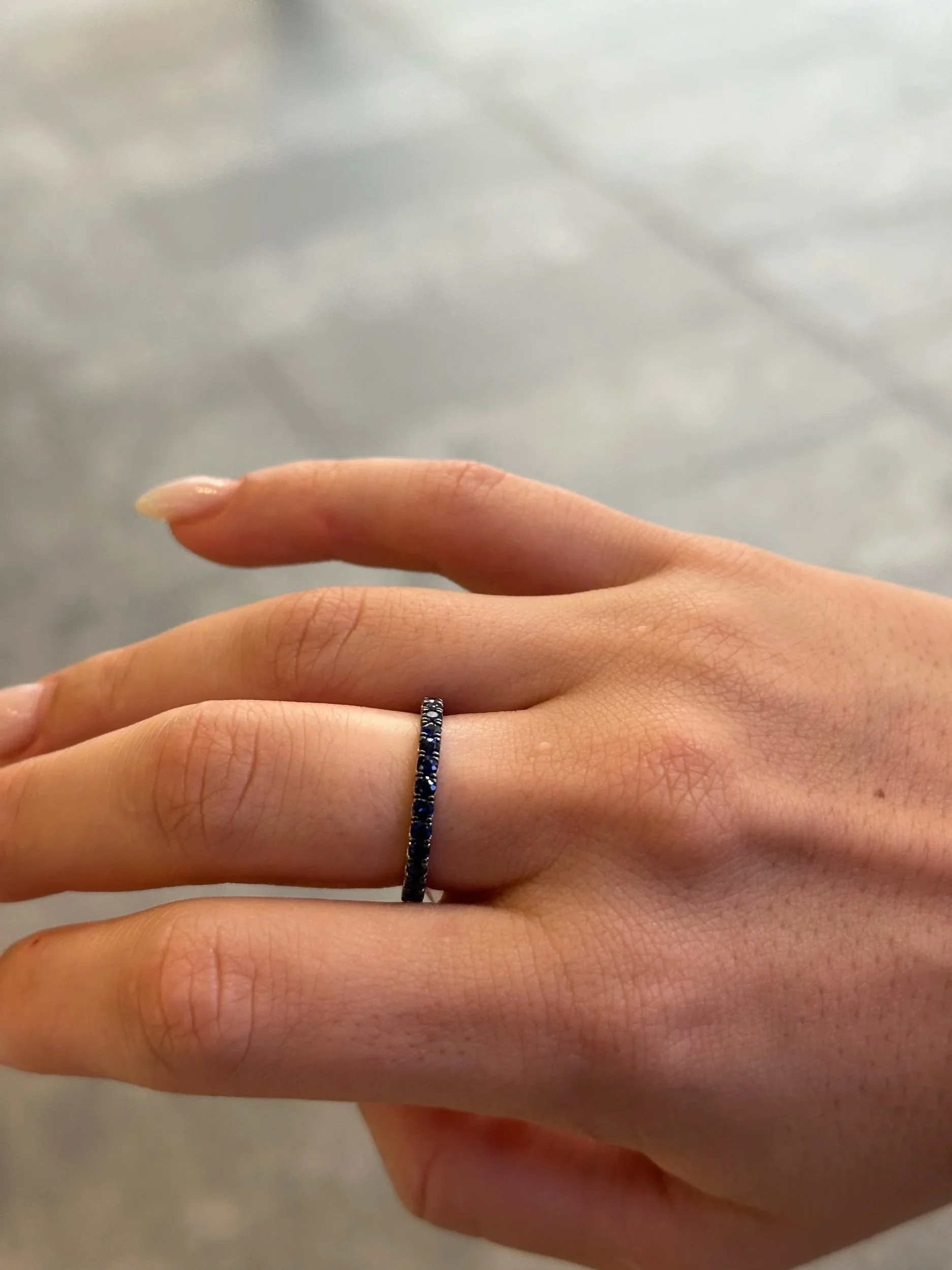 Ladies Sapphire Stone Eternity Band - Image 2