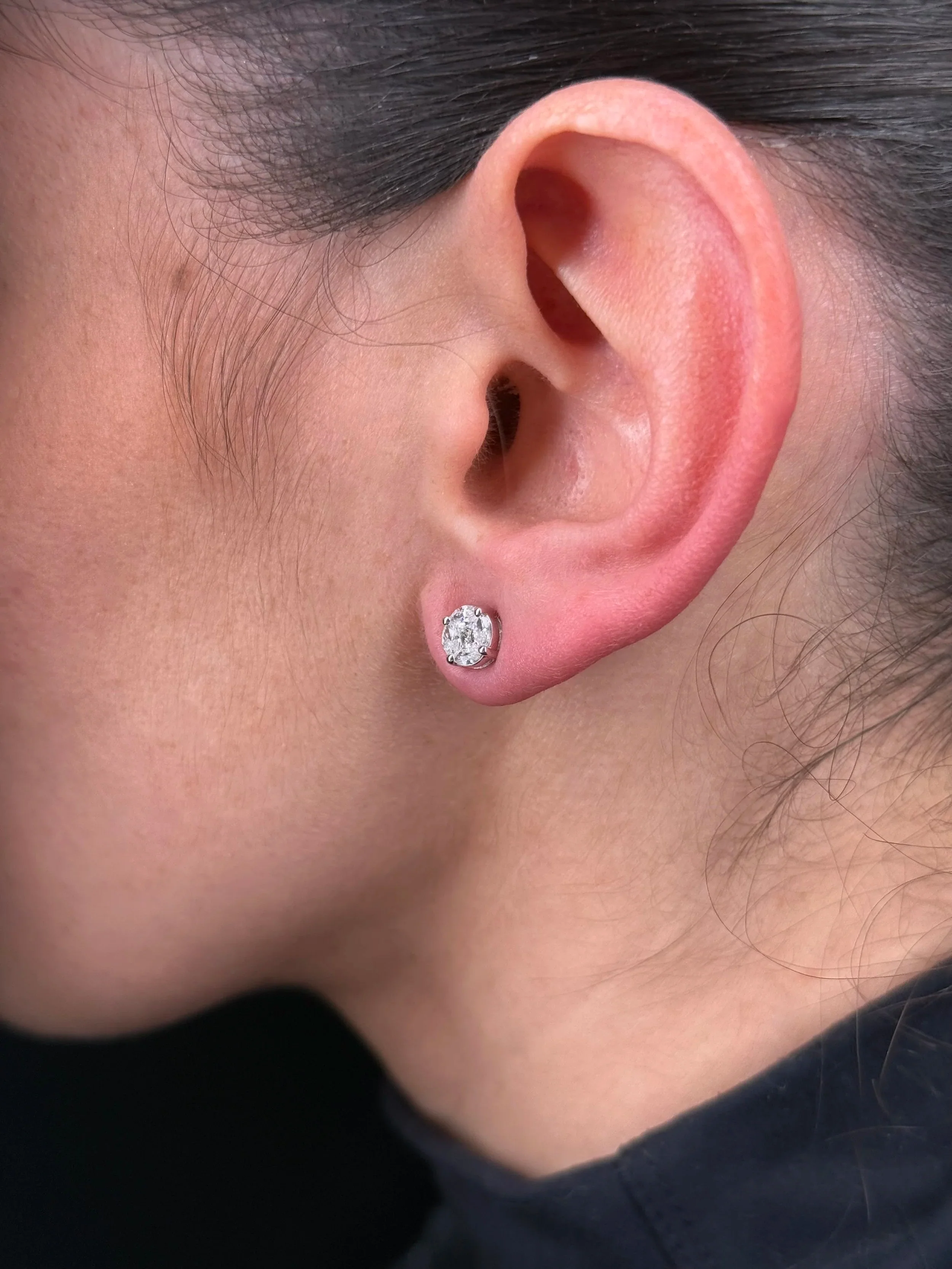Ladies Small Diamond Cluster Earrings - Image 3