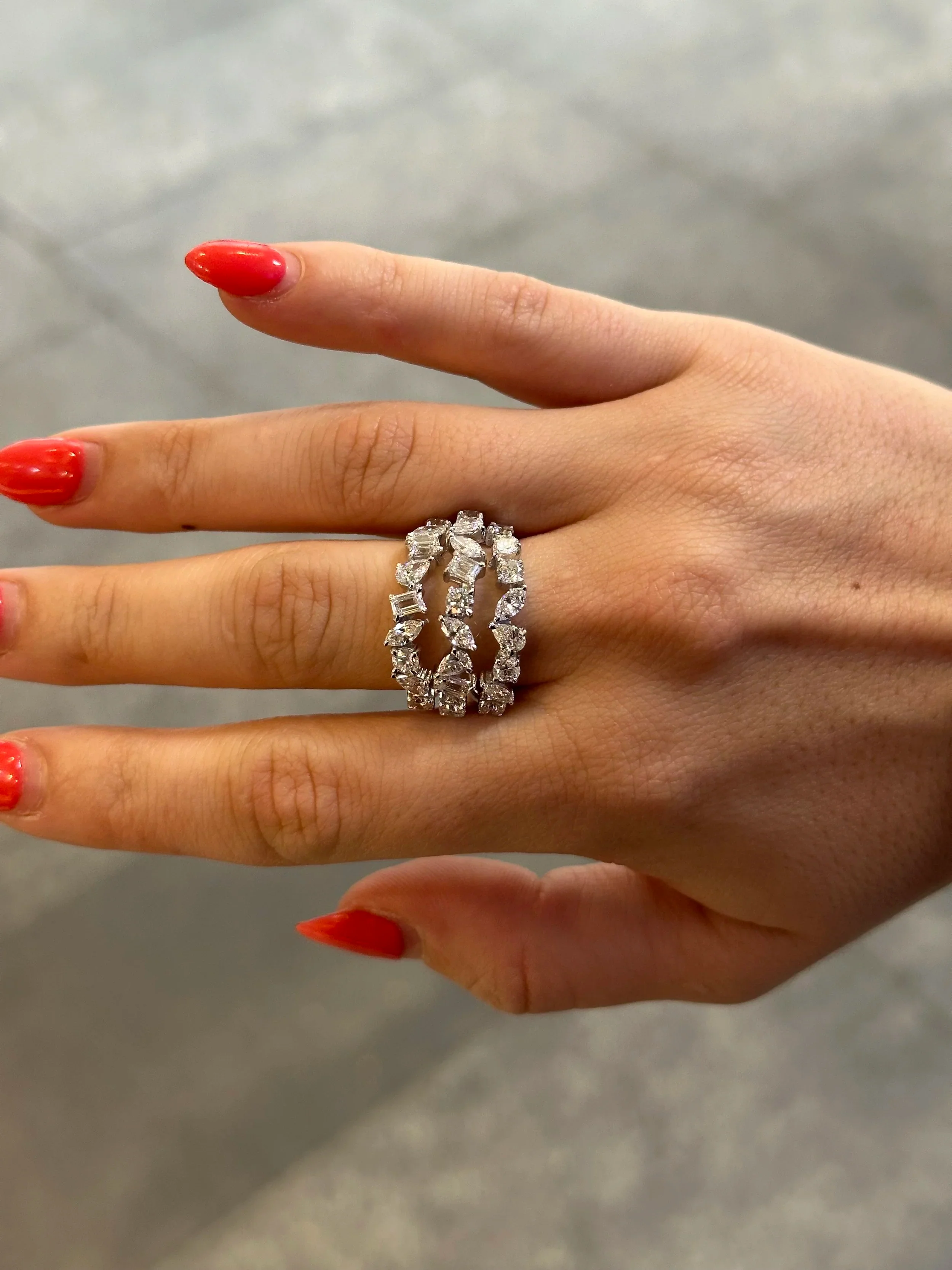 Ladies Spaced Multi- Shaped Diamond Ring - Image 2