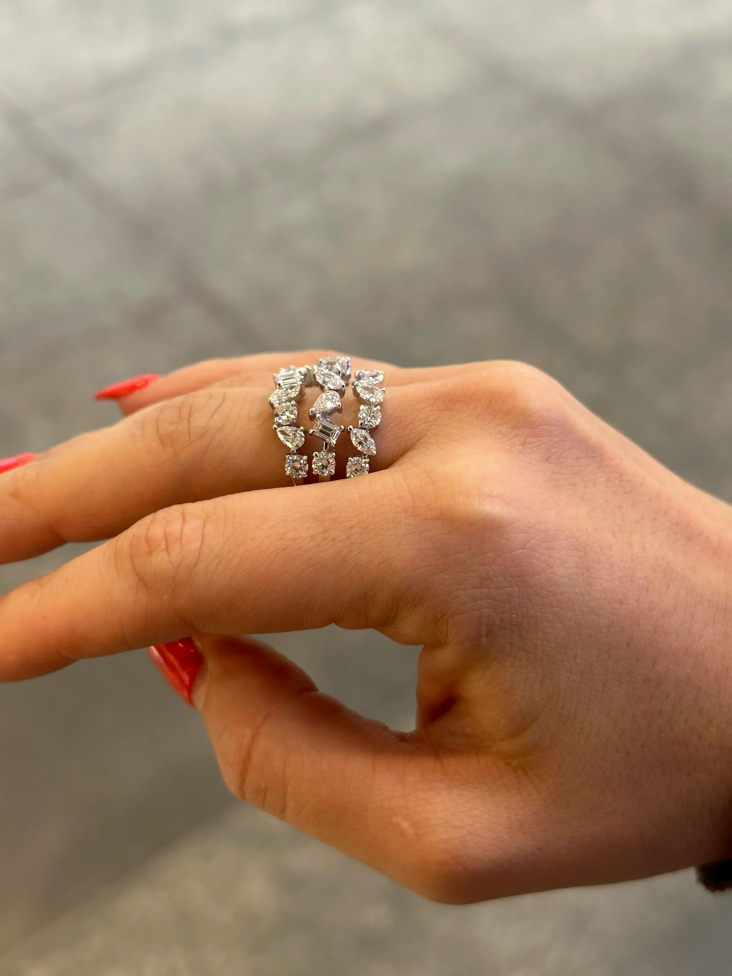 Ladies Spaced Multi- Shaped Diamond Ring - Image 3