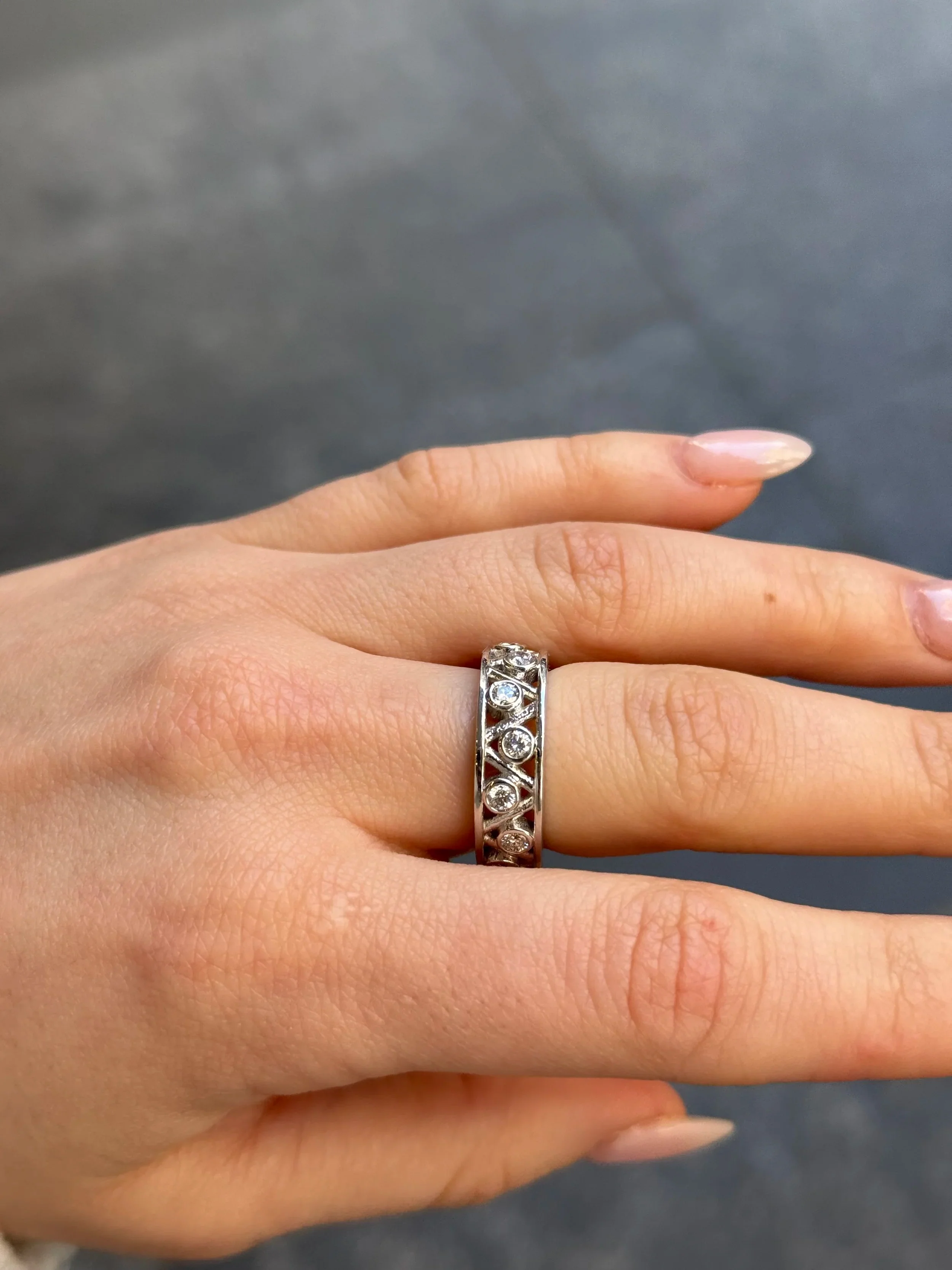 Ladies Spaced Out Bezel Set Band - Image 3