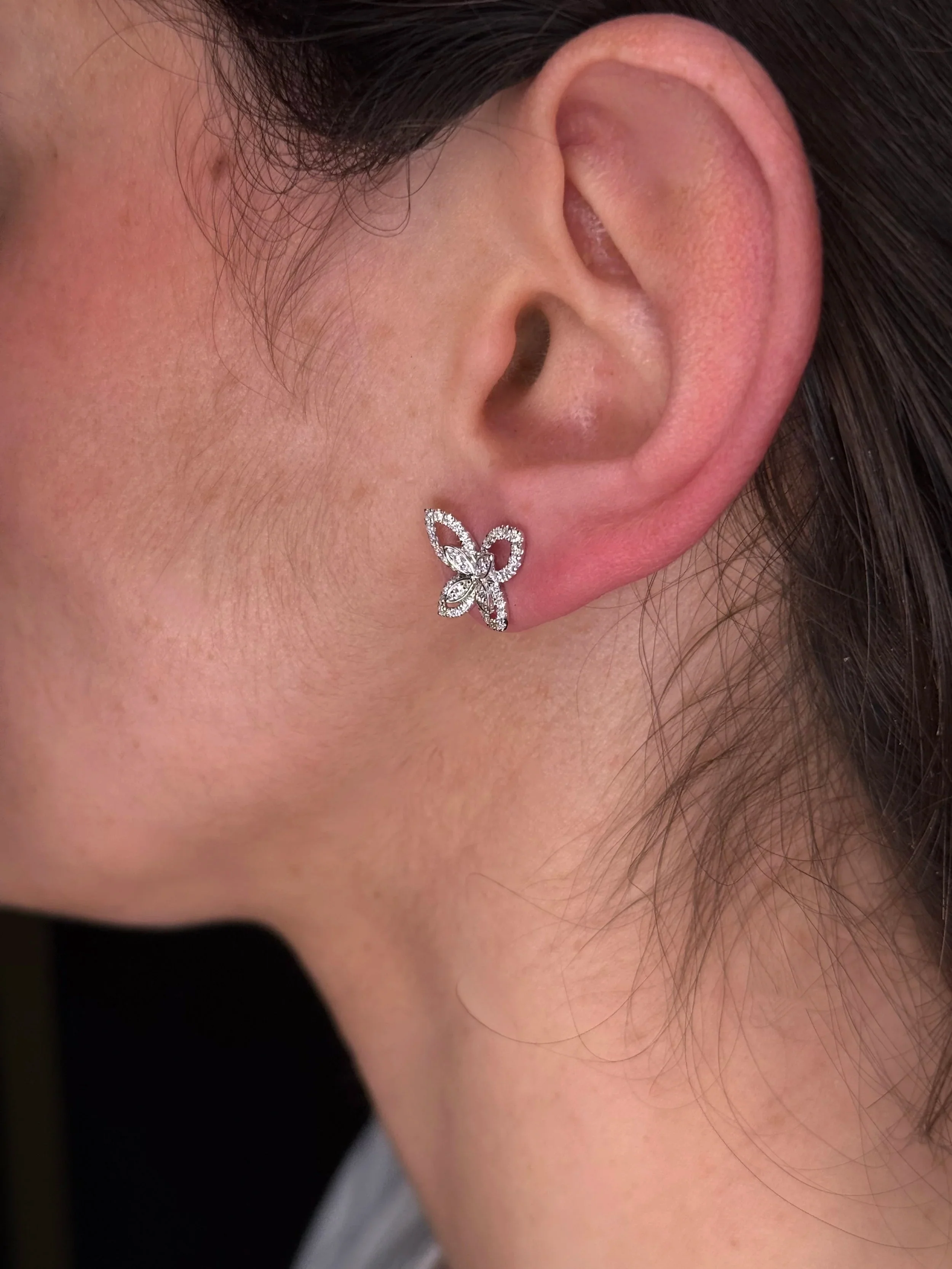 Ladies Spaced Out Butterfly Diamond Earrings - Image 4