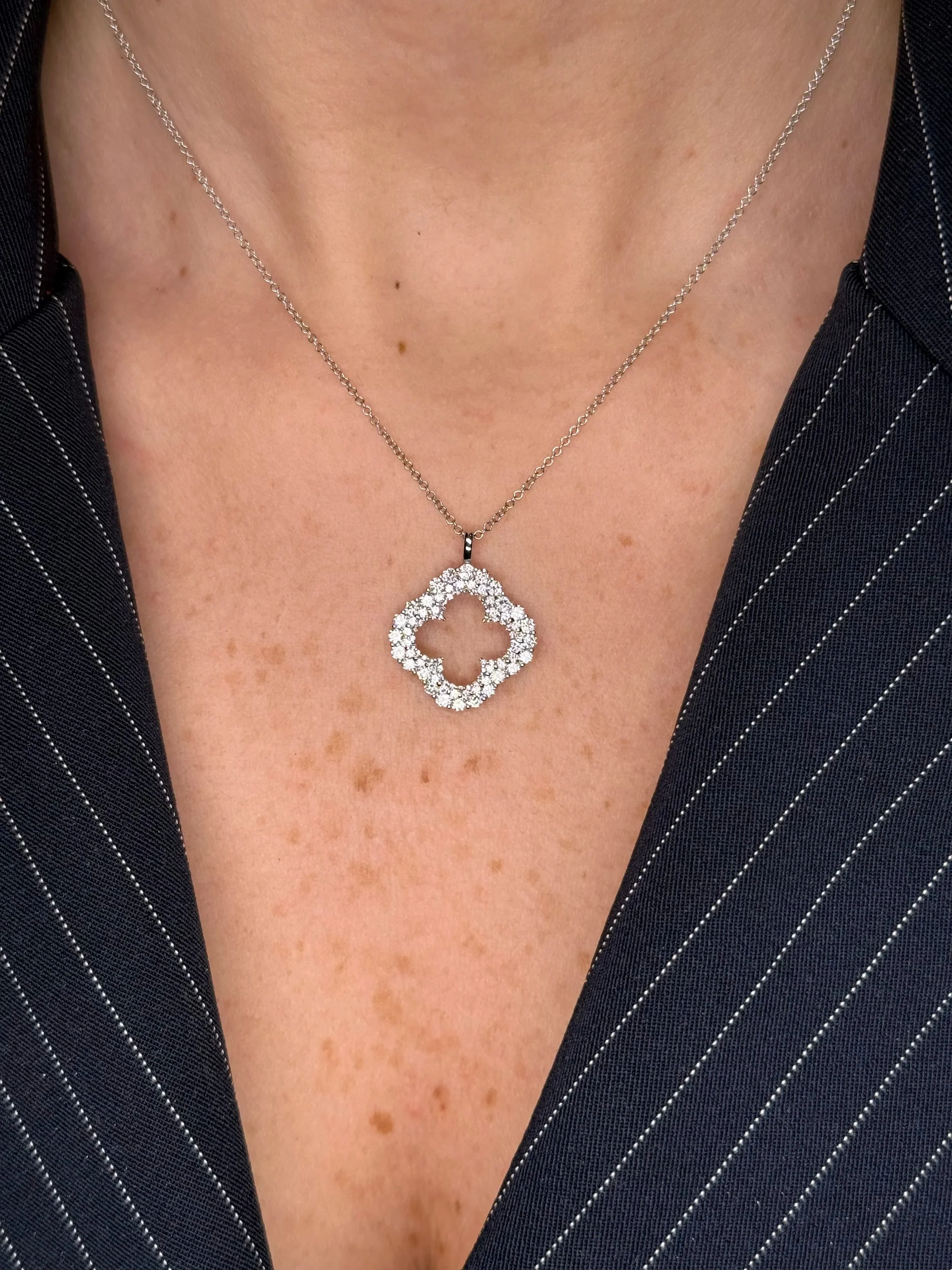 Ladies Spaced Out Diamond Cluster Pendant - Image 2