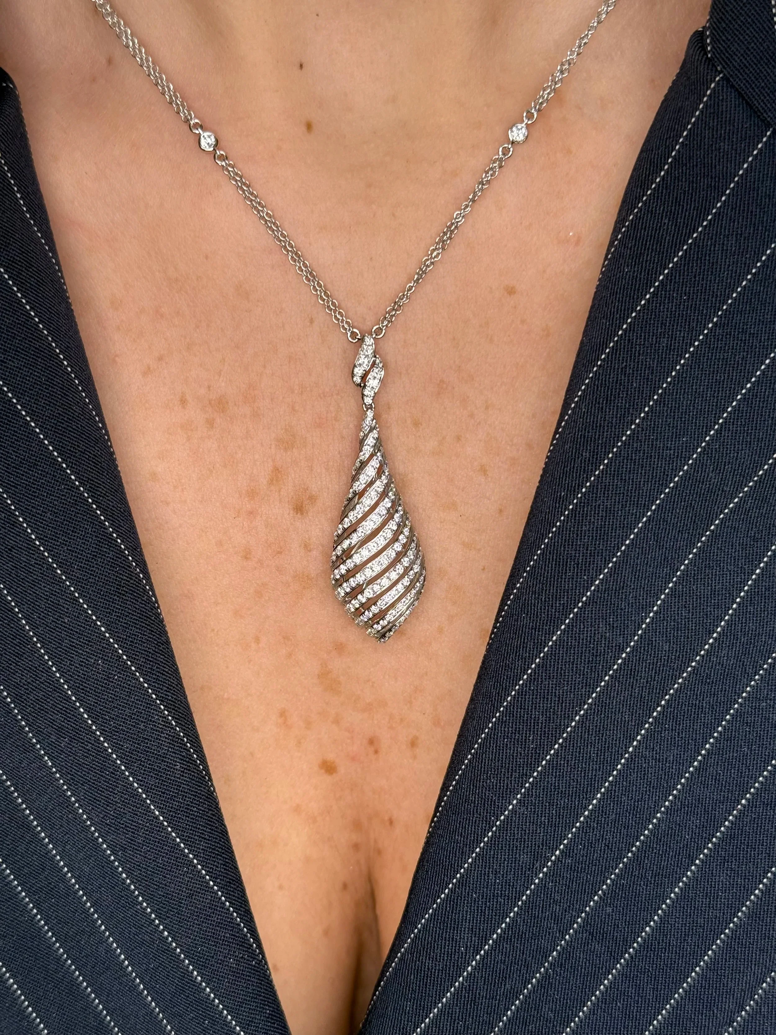 Ladies Spaced Out Double Chain Diamond Pendant - Image 2
