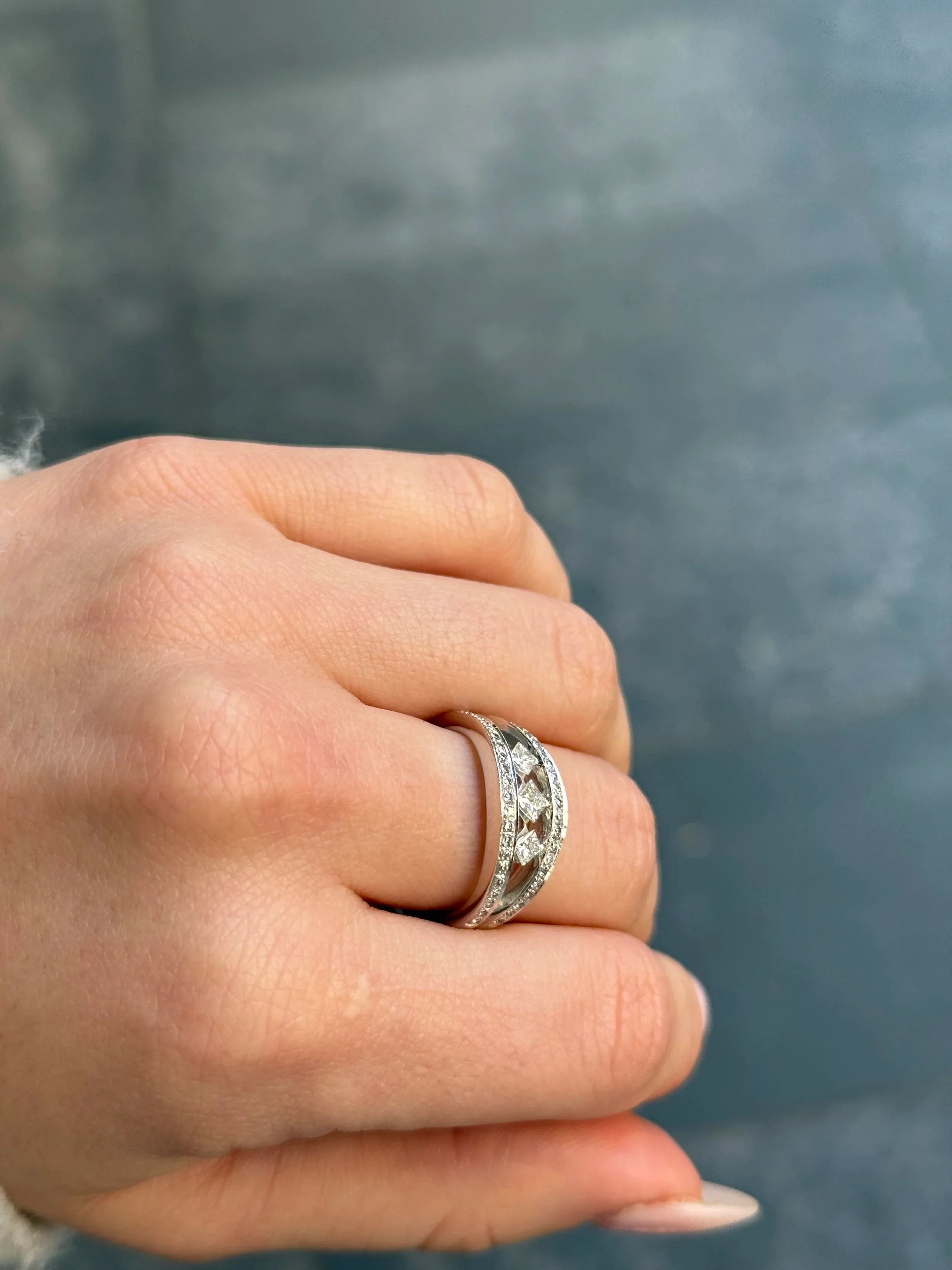 Ladies Spaced Out Princess Diamond Ring - Image 4