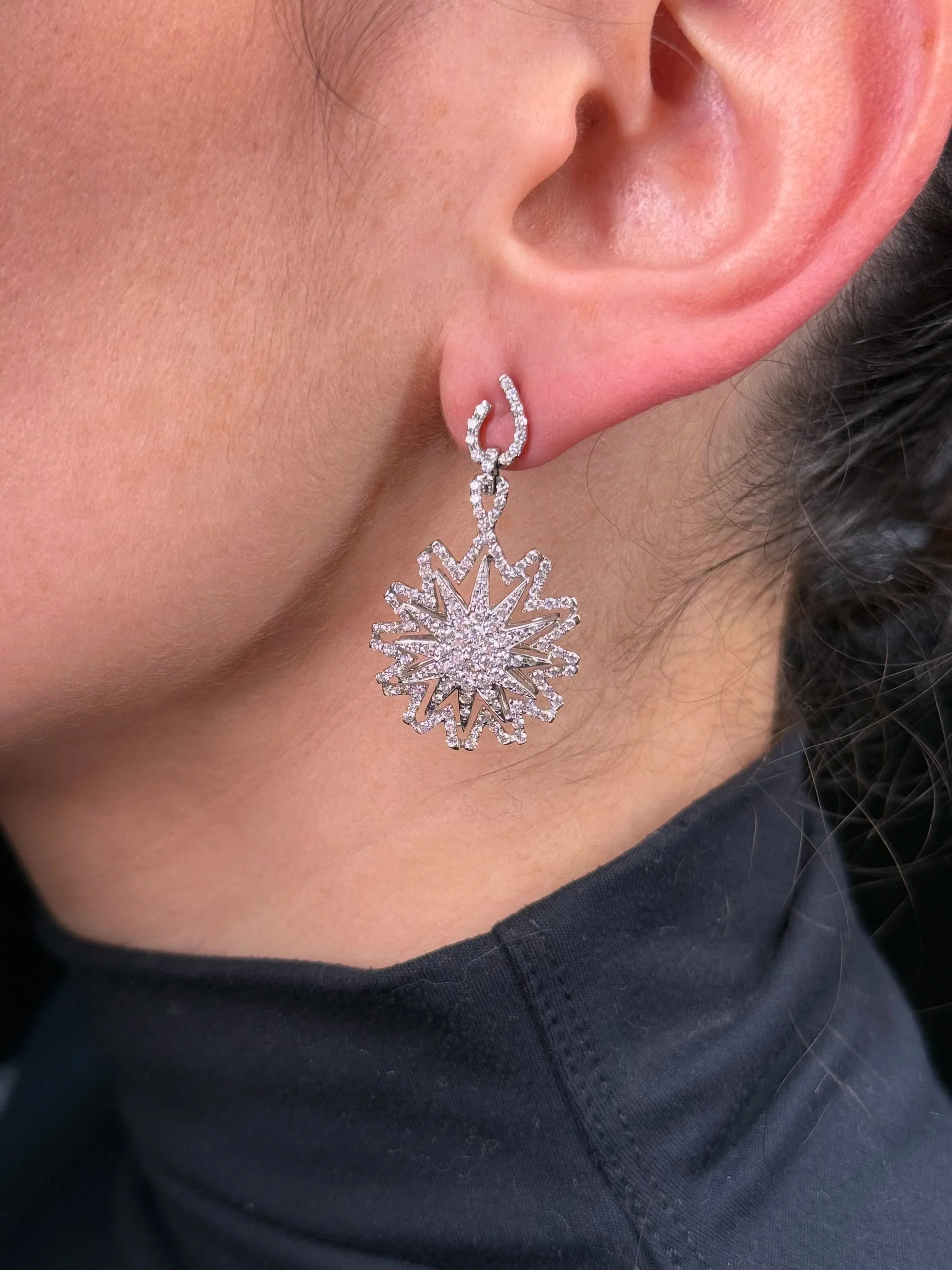 Ladies Spaced Out Star Diamond Earring - Image 2