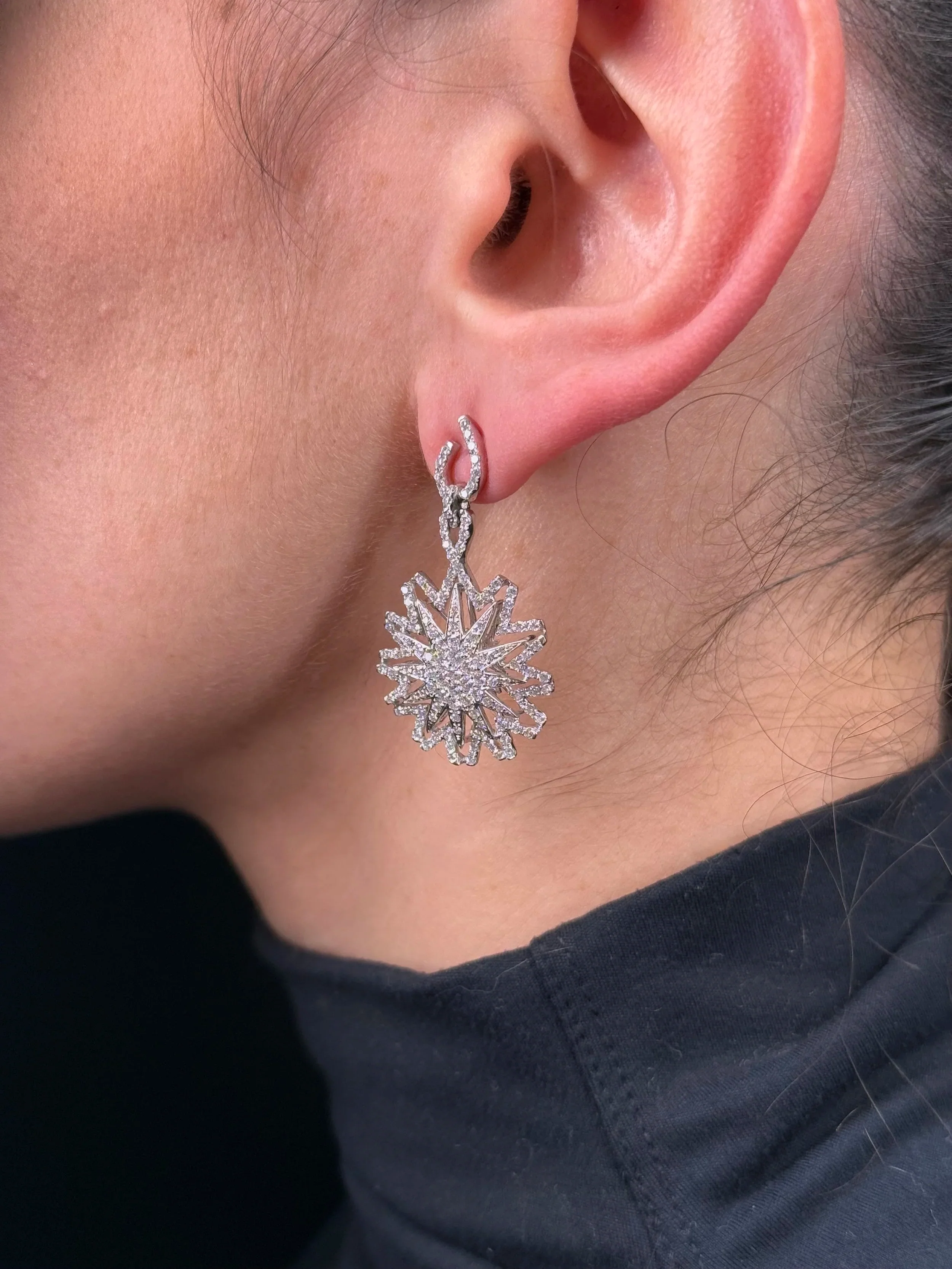 Ladies Spaced Out Star Diamond Earring - Image 3