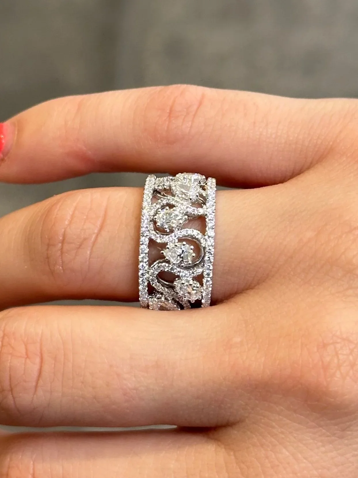 Ladies Split Pear and Round Diamond Ring