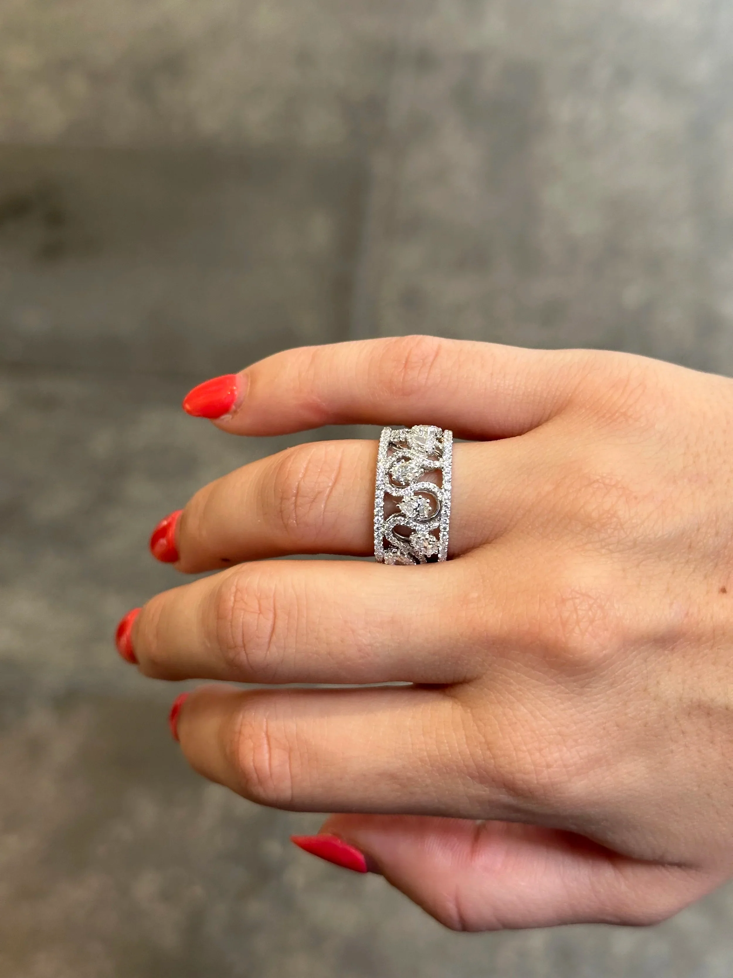 Ladies Split Pear and Round Diamond Ring - Image 2